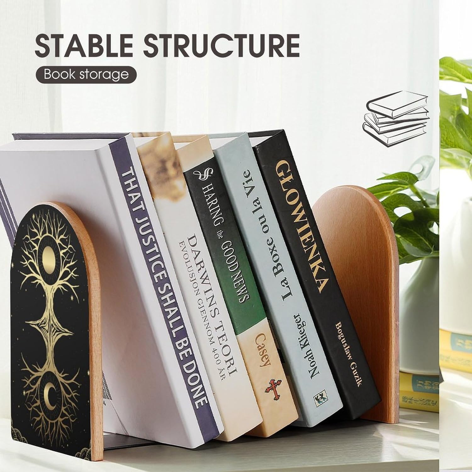 Ruhho Tree-Life-Sun-Moon Decorative Bookends 1 Pair