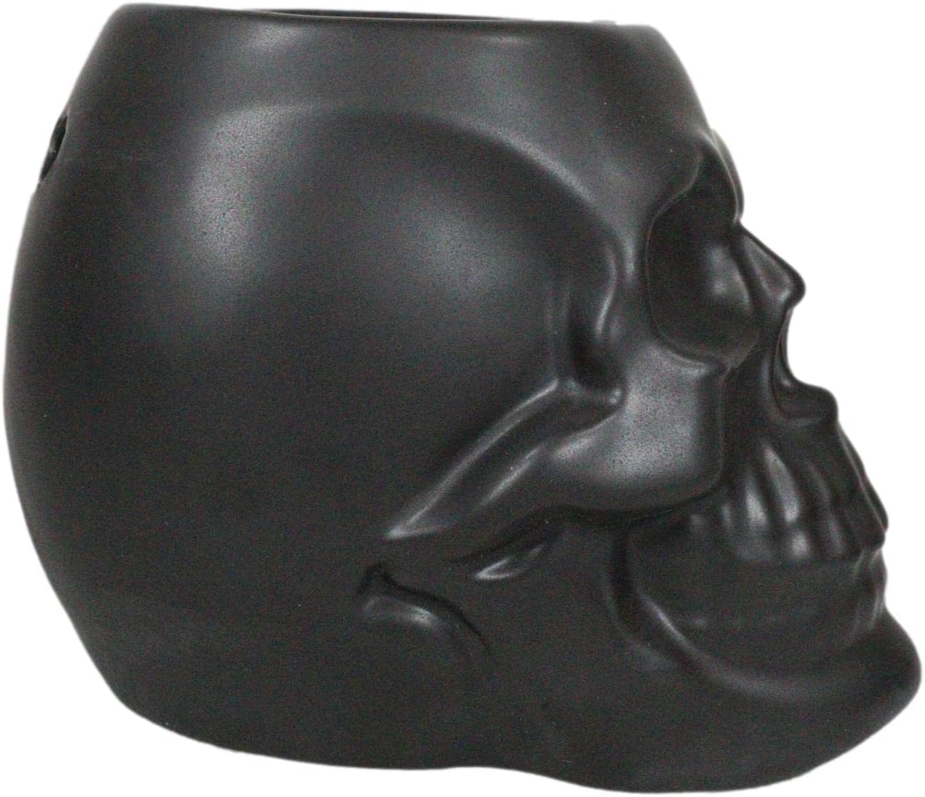 Ebros Gift Matte Black Skull Candle Warmer