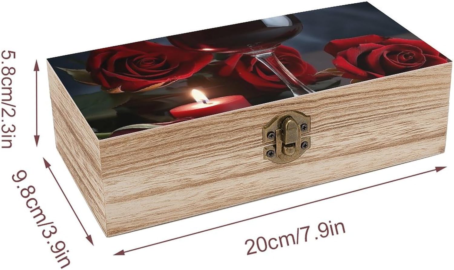 Red Wine Rose And Candle Wooden Storage Box 1
