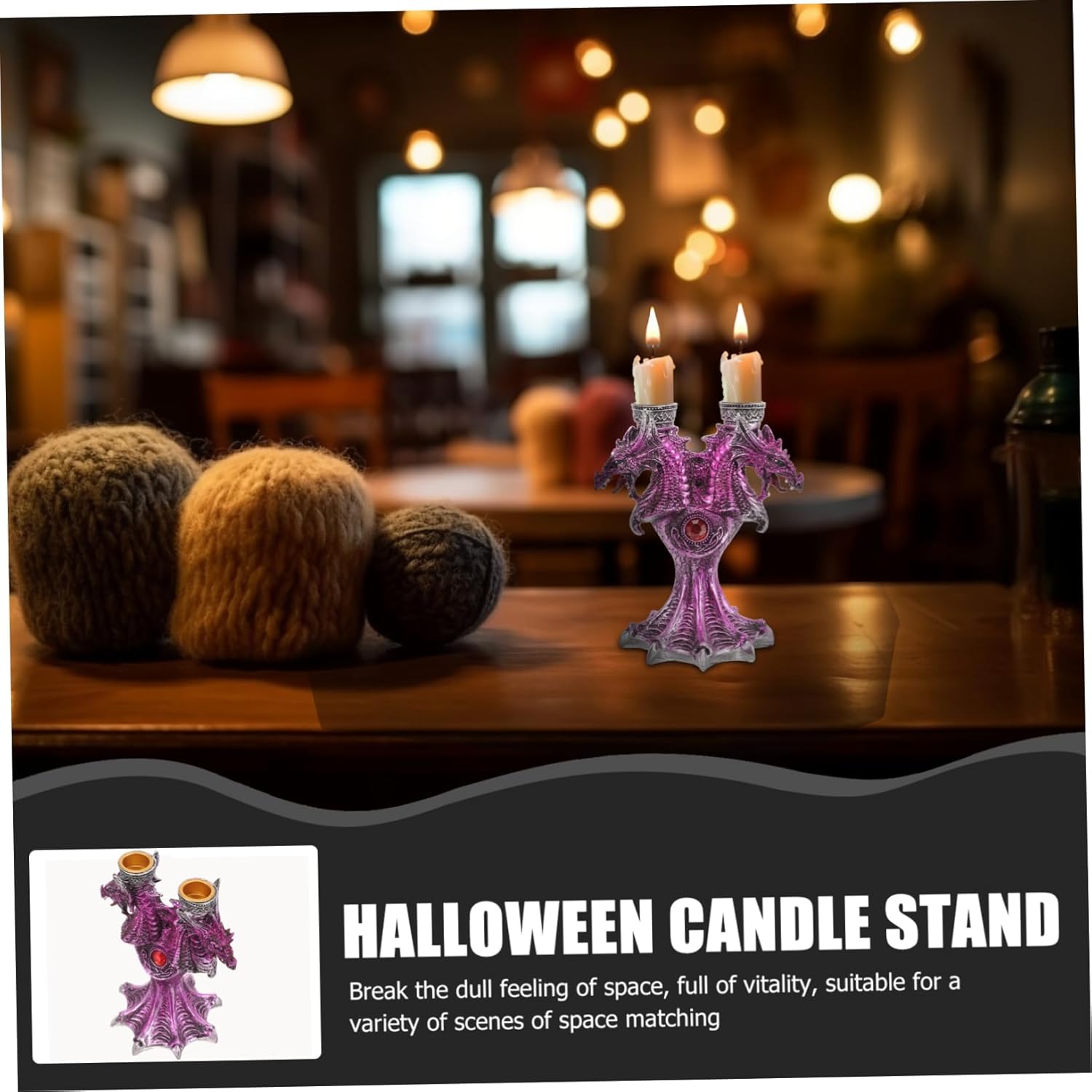 Cabilock Halloween Dragon Candle Holder Resin Reusable