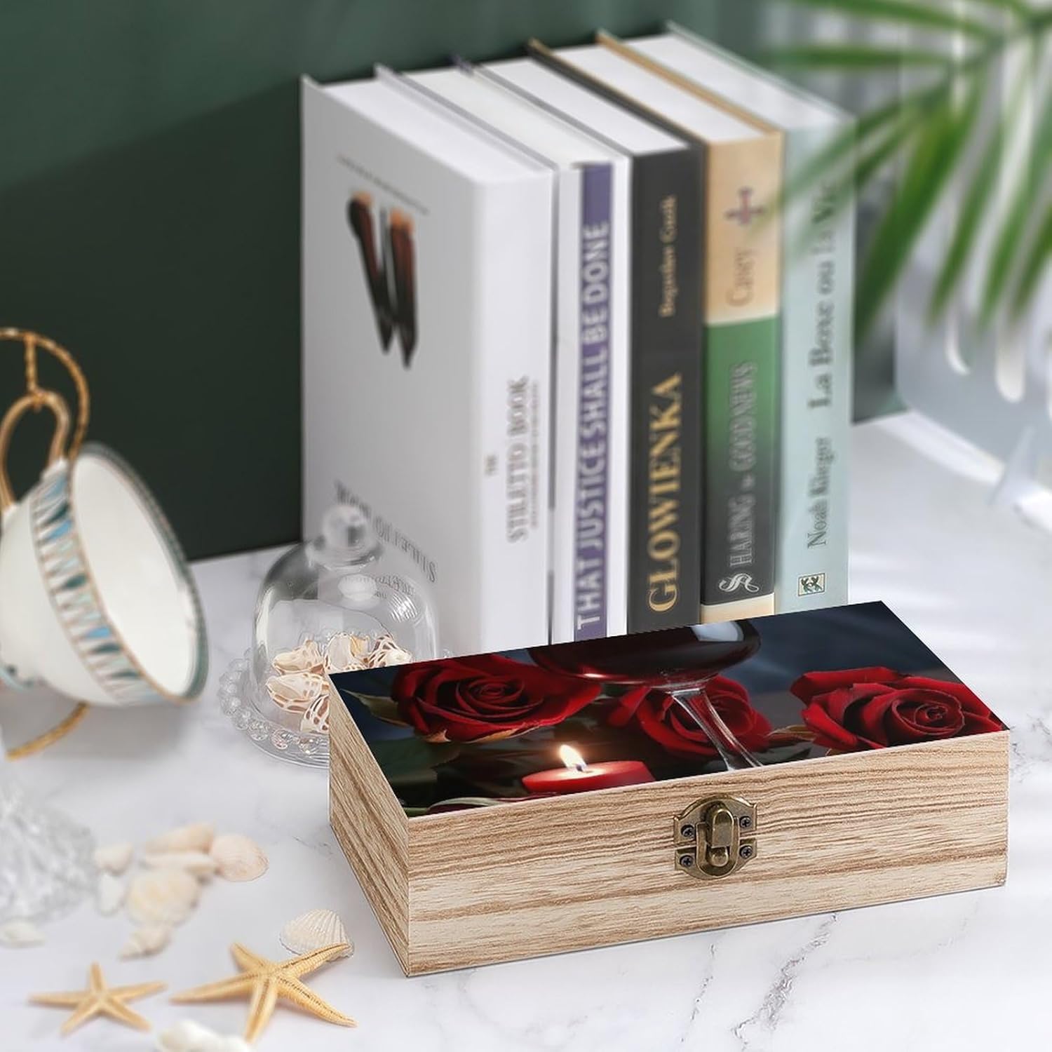 Red Wine Rose And Candle Wooden Storage Box 1