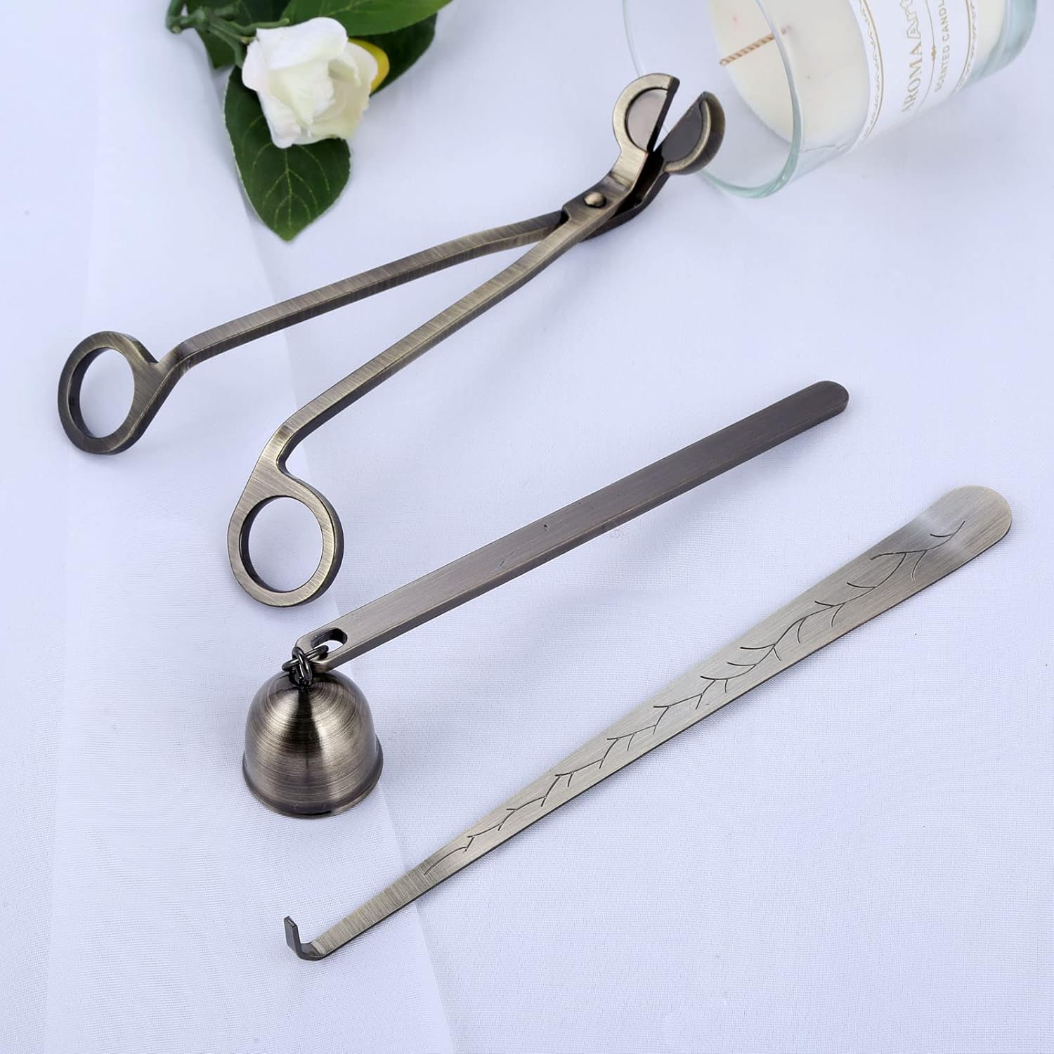 MUXSAM 3 in 1 Candle Accessories Set Silver