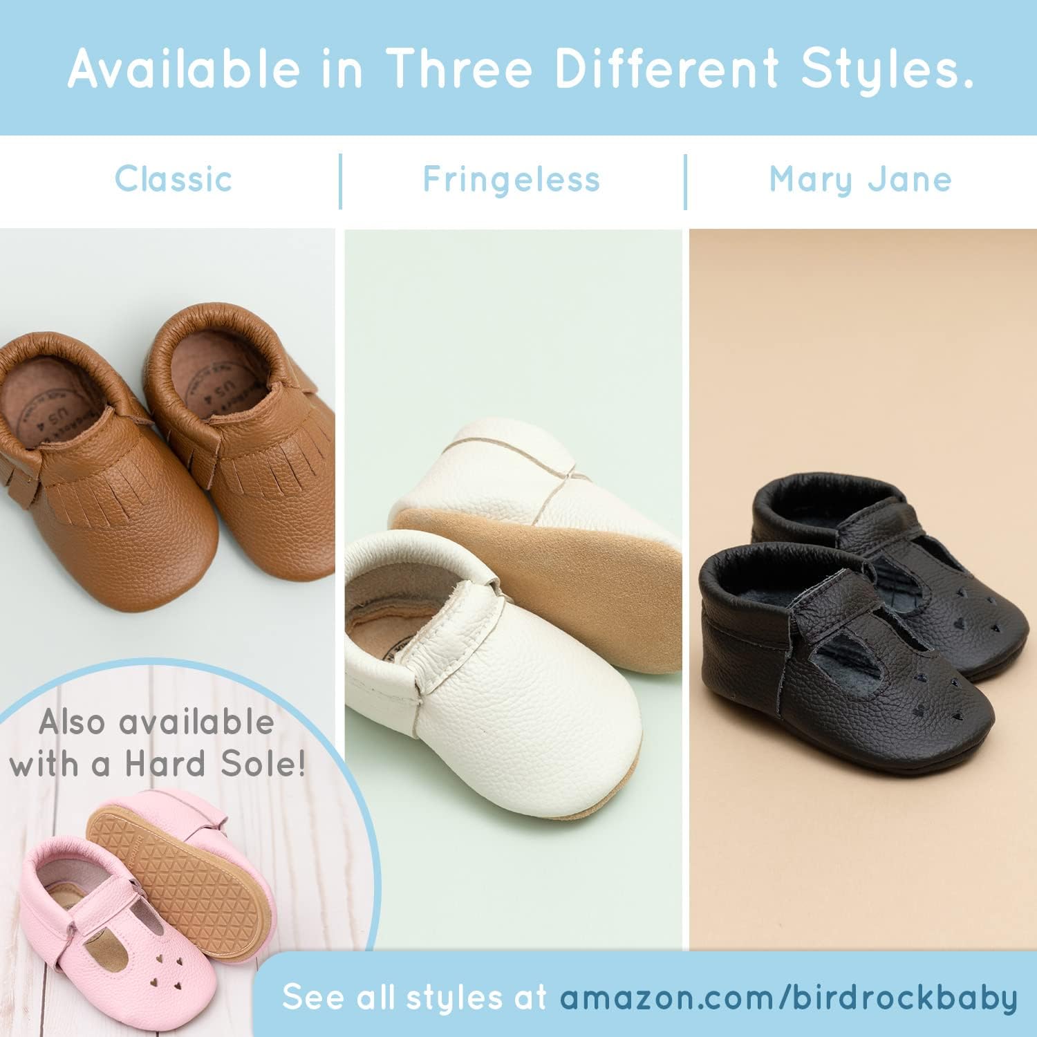 BirdRock Baby Fringeless Moccasin Shoes for Newborns and Toddlers