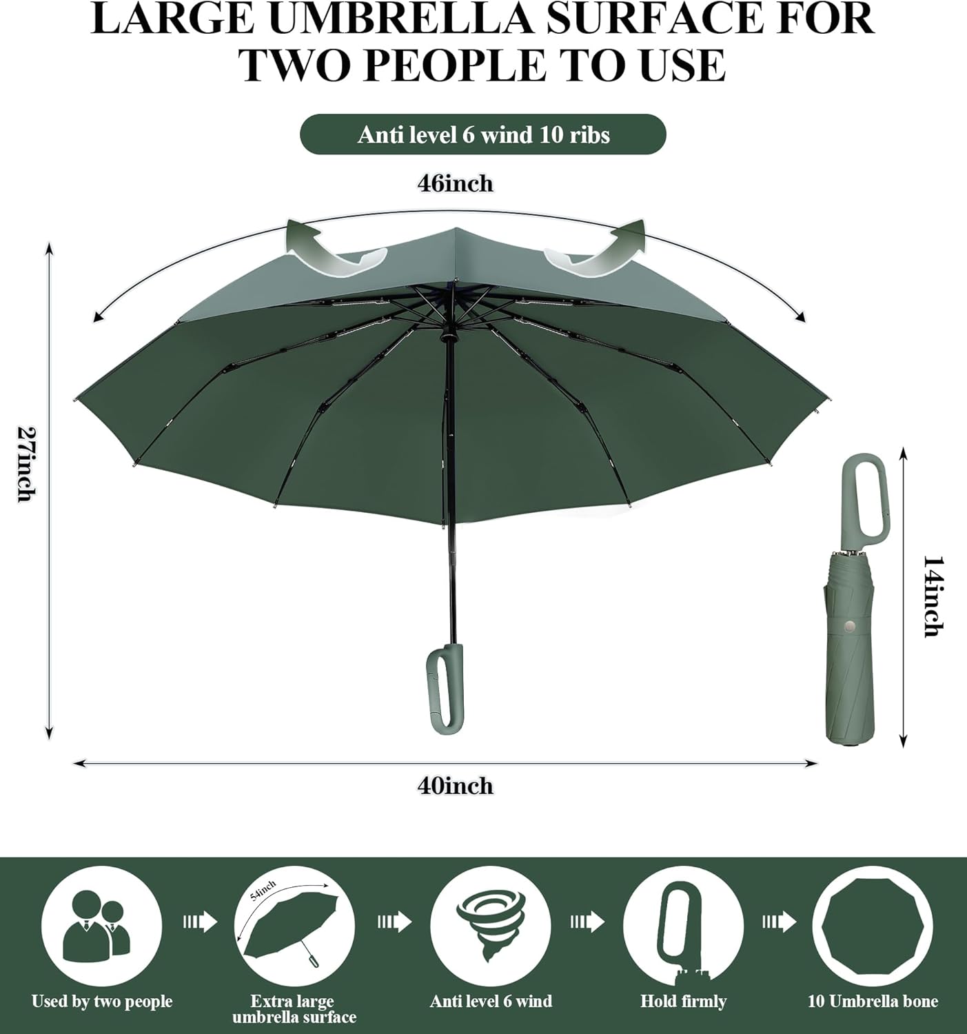 QWB TUMAAOTU Folding Travel Umbrella with Carabiner Clip