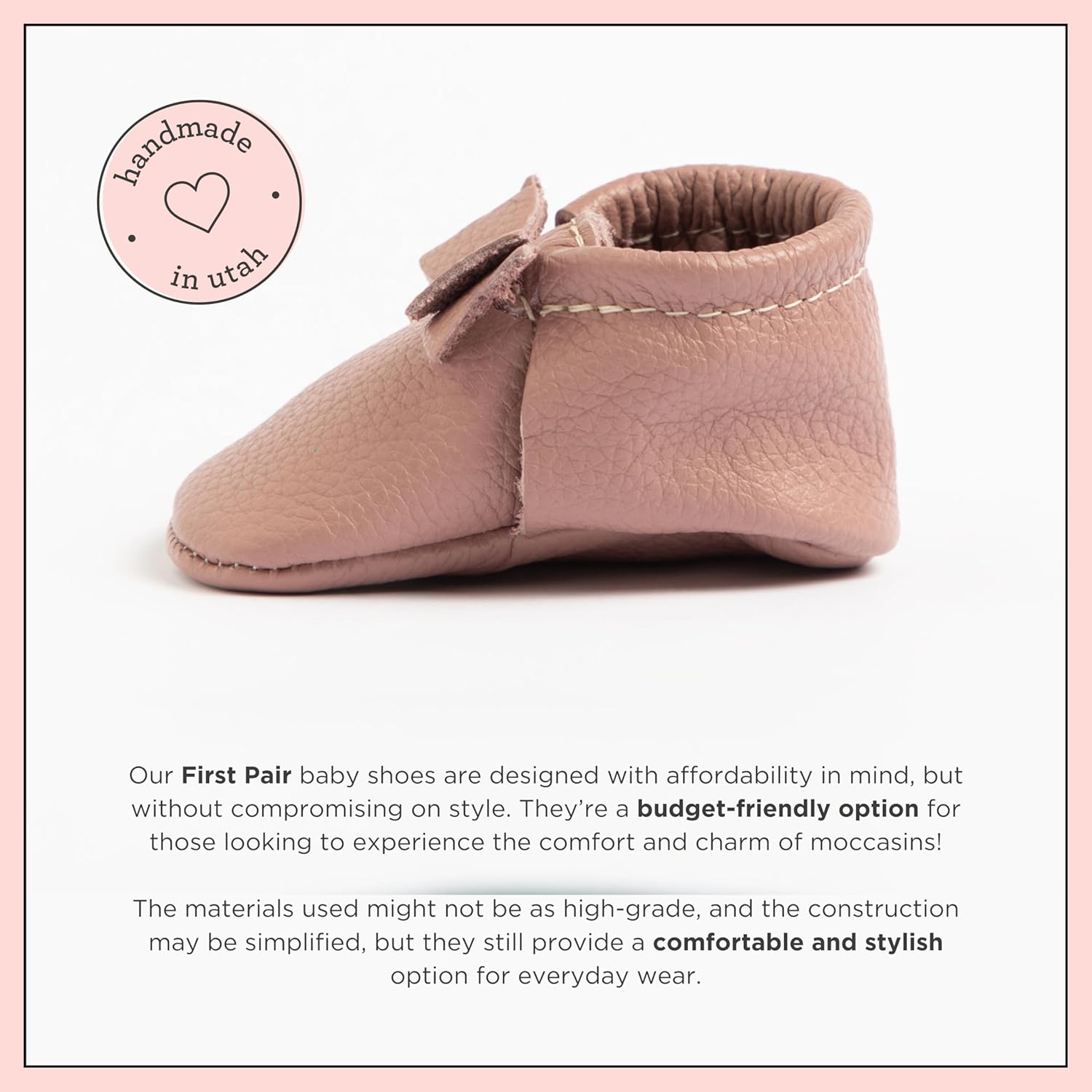 Freshly Picked First Pair Bow Moccasins for Infant Girls