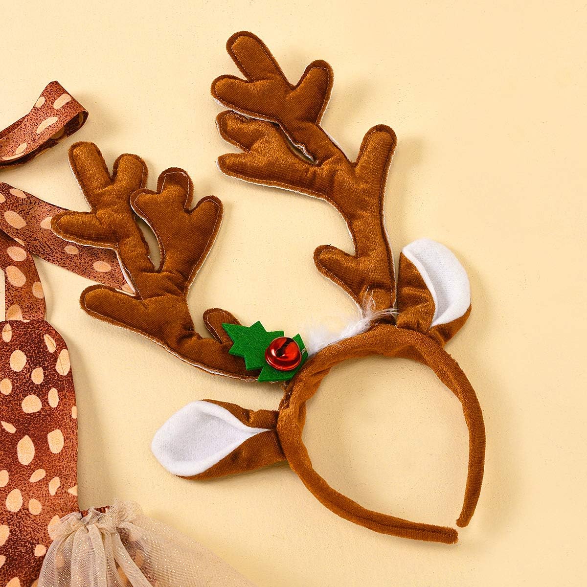 Newborn Baby Girl Christmas Costume With Reindeer Hairband