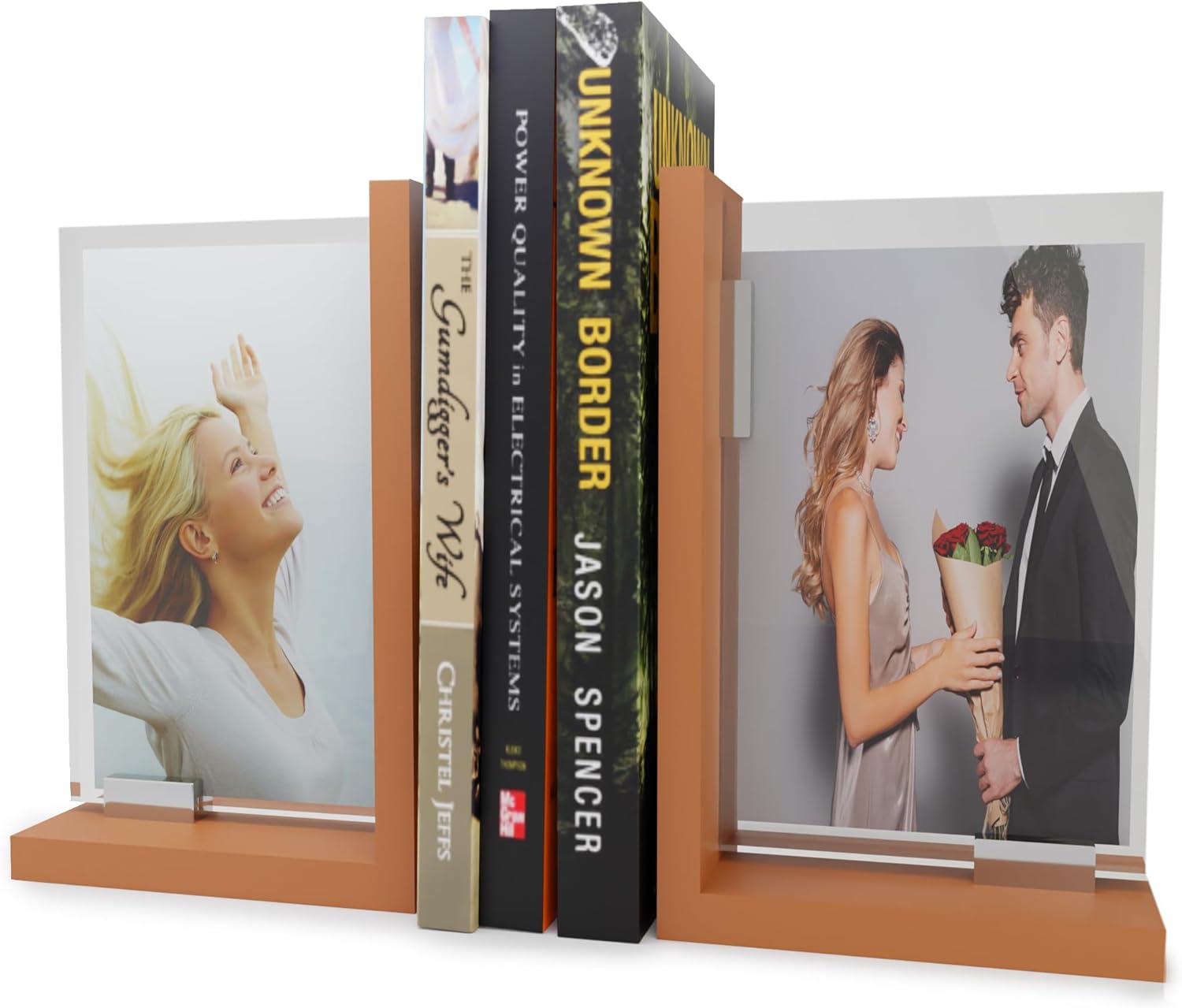 Heavy-Duty Bookends Set of 2 - Brown Modern Design
