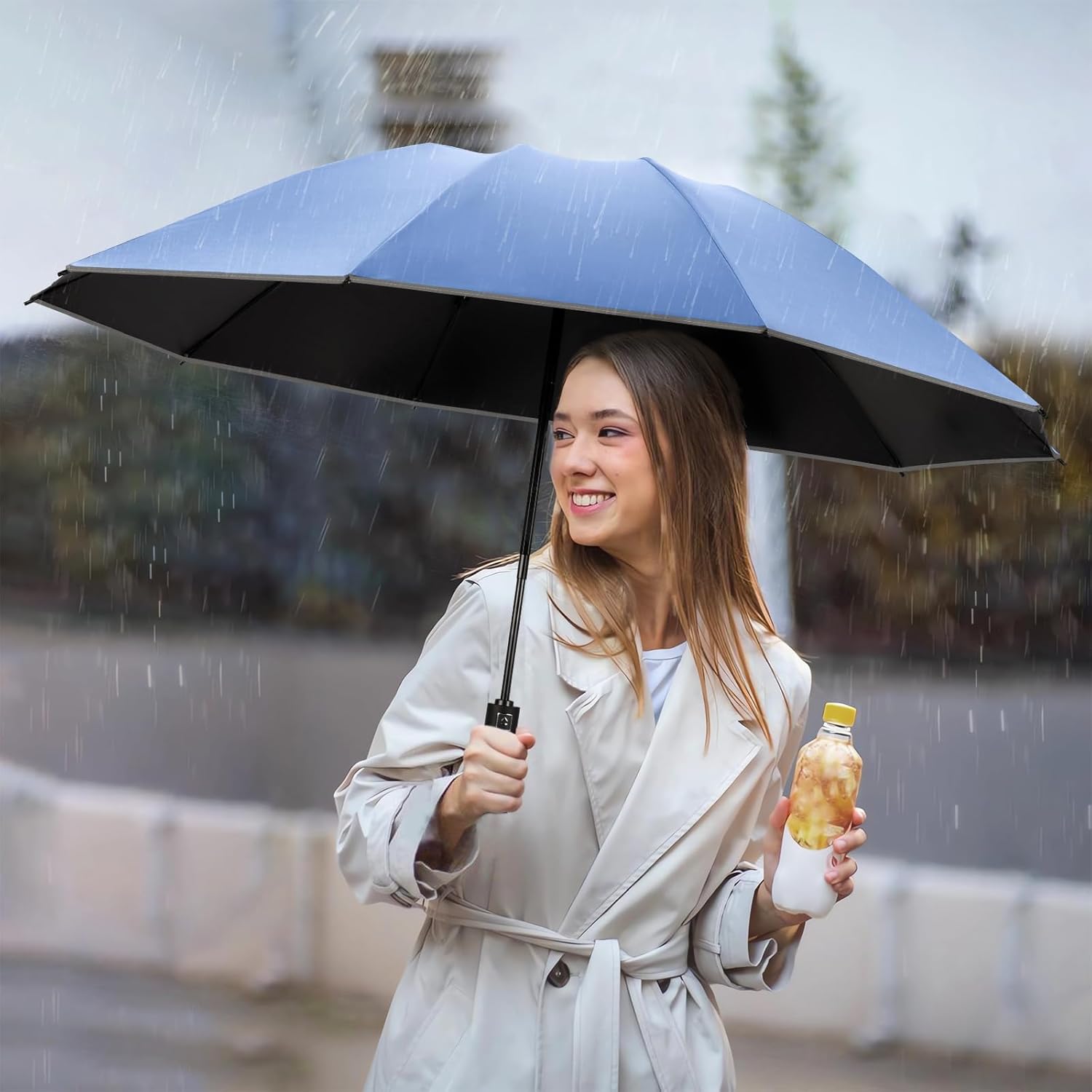 Yoobure Inverted Travel Umbrella 464 Windproof Lightweight Folding with UV Protection