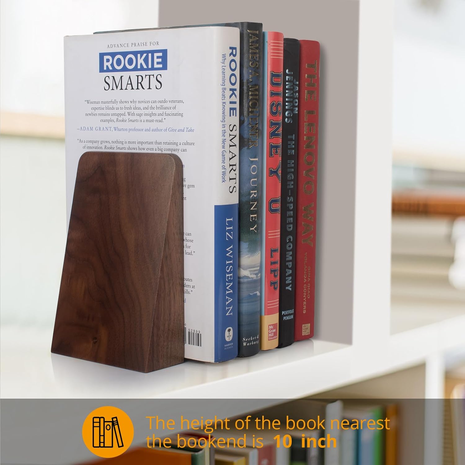 DRELIFAM Black Walnut Book Ends Heavy Duty