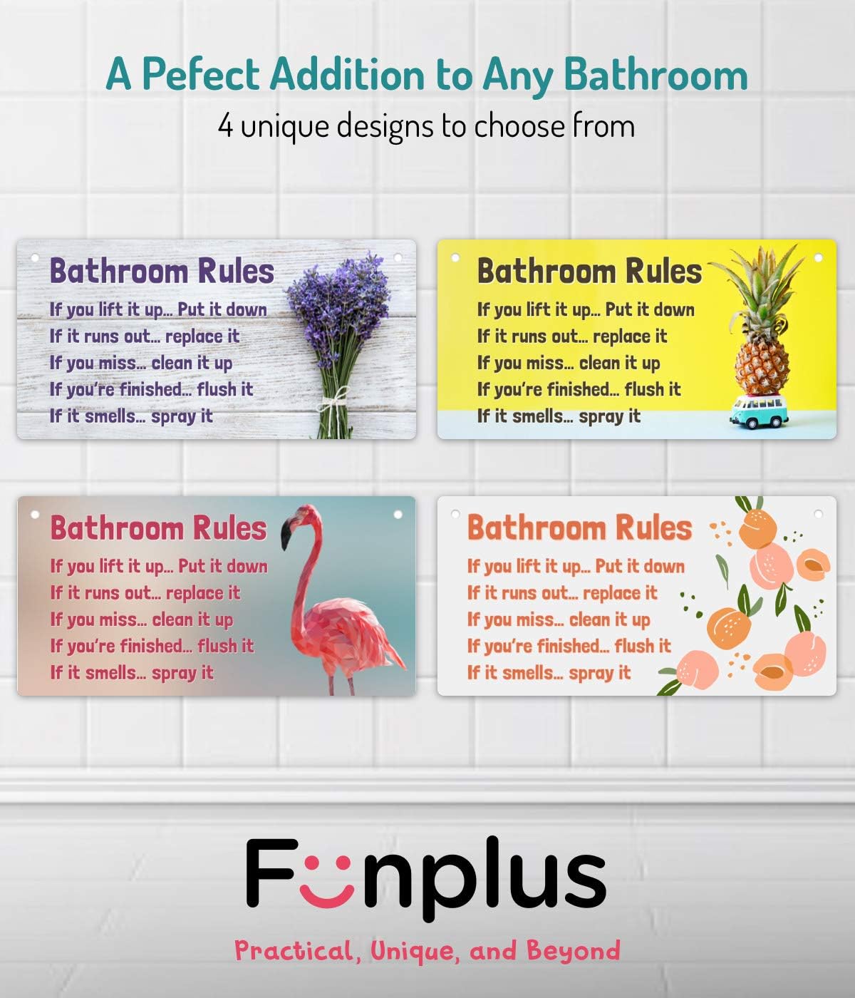 Fun-Plus Lavender Purple Bathroom Rule Sign Decor 1