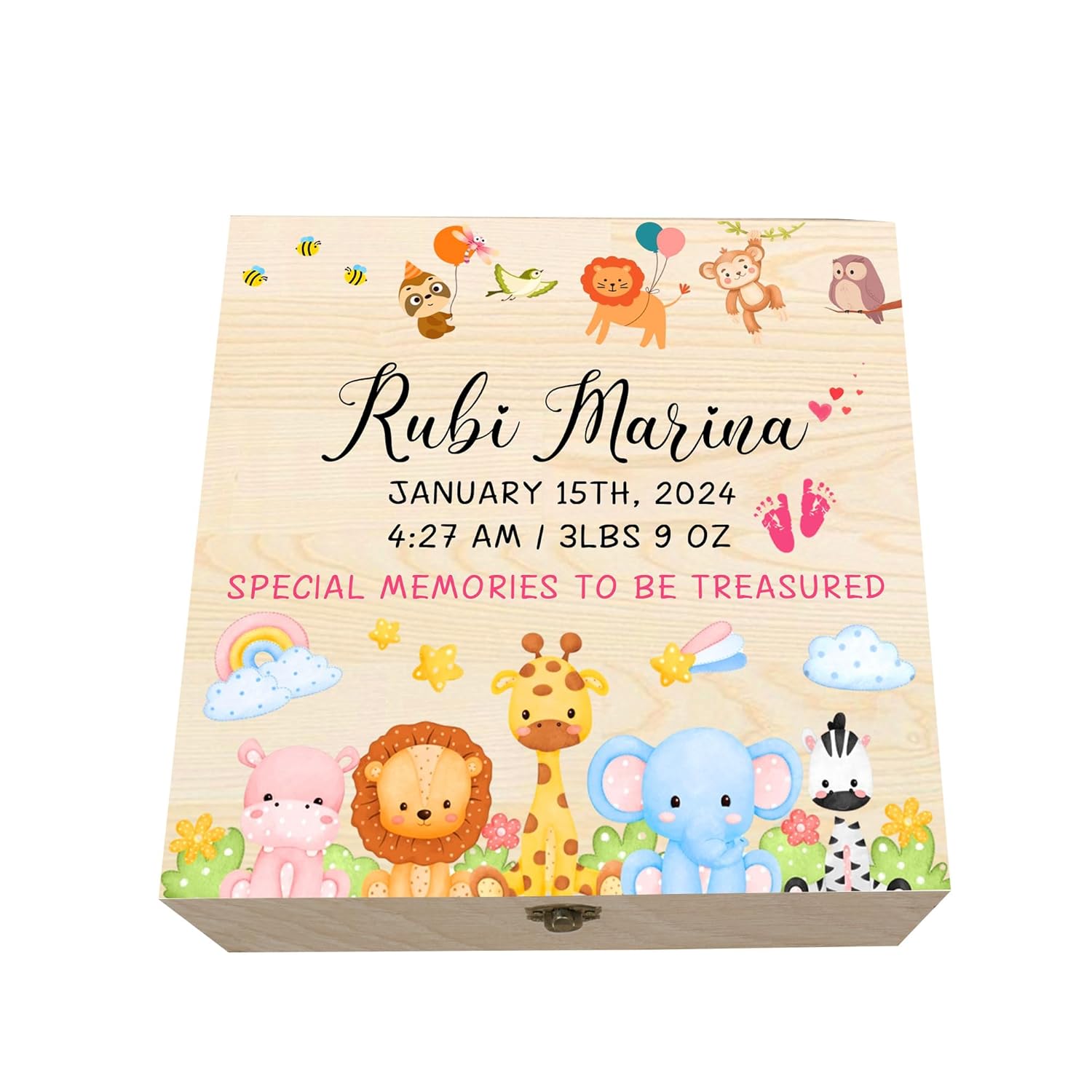 Personalized Baby Memory Box with Name and Birth Details