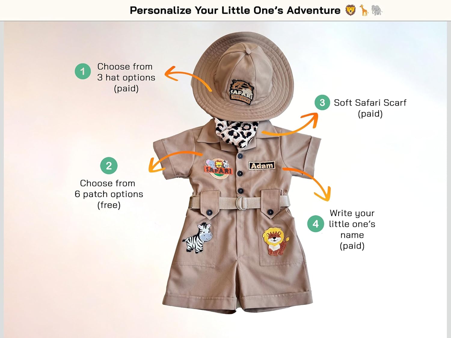 Personalized Safari Explorer Costume for Toddler - Brown 3T