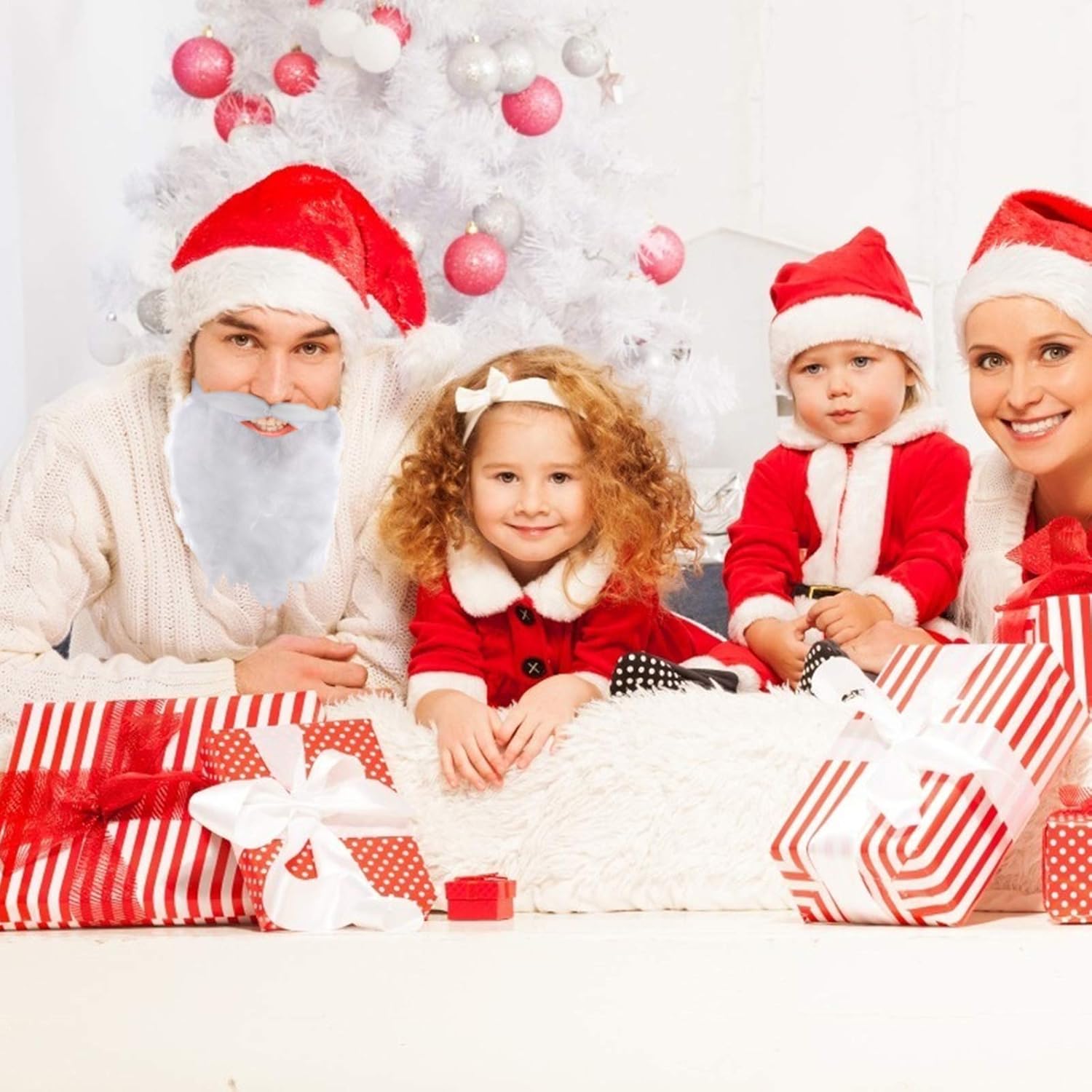 Uonlytech 4pcs Santa Beard Christmas Costume Wig 1