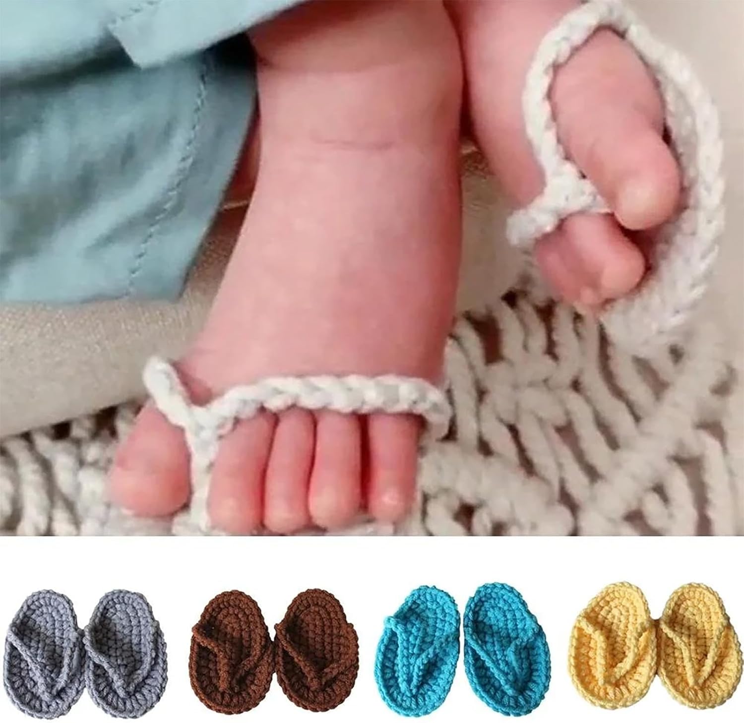 Handmade Crochet Baby Girl Sandals Flip Flops Booties for 3-6 Months