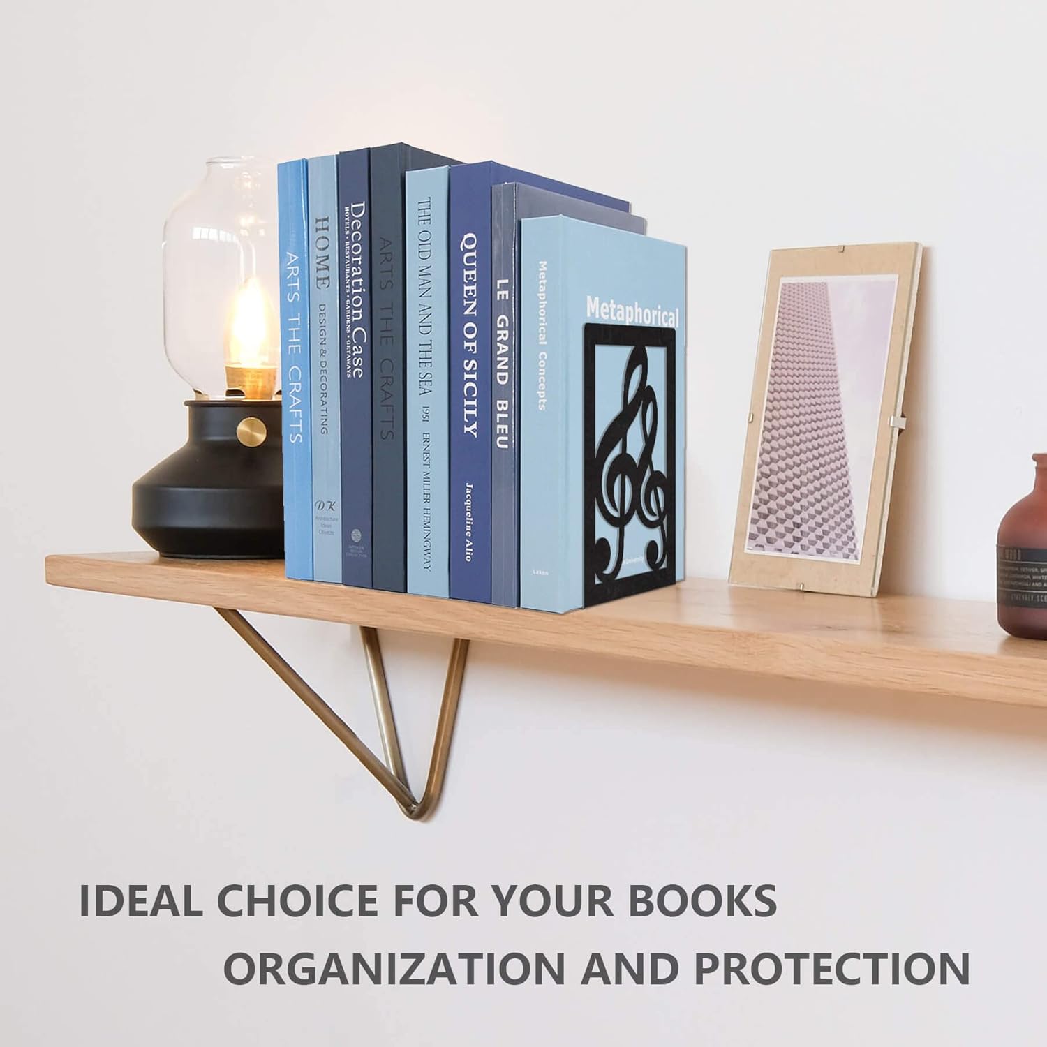 JINIHFW Non-Skid Musical Note Bookends for Heavy Books