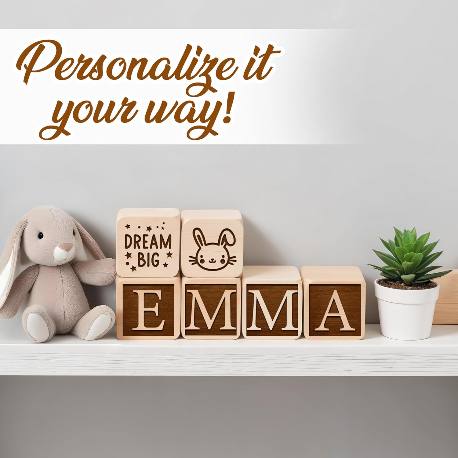 Custom Name Wooden Blocks for Nursery Room