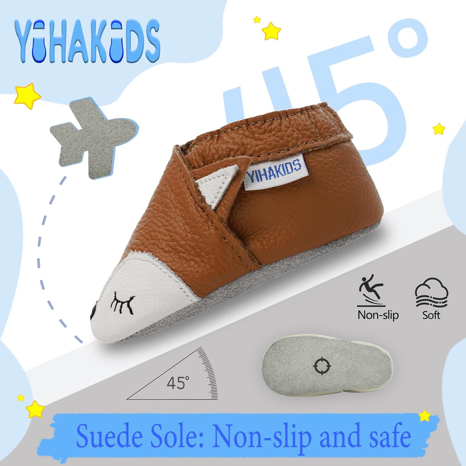 YIHAKIDS Soft Leather Baby Shoes for Crawling and First Walking