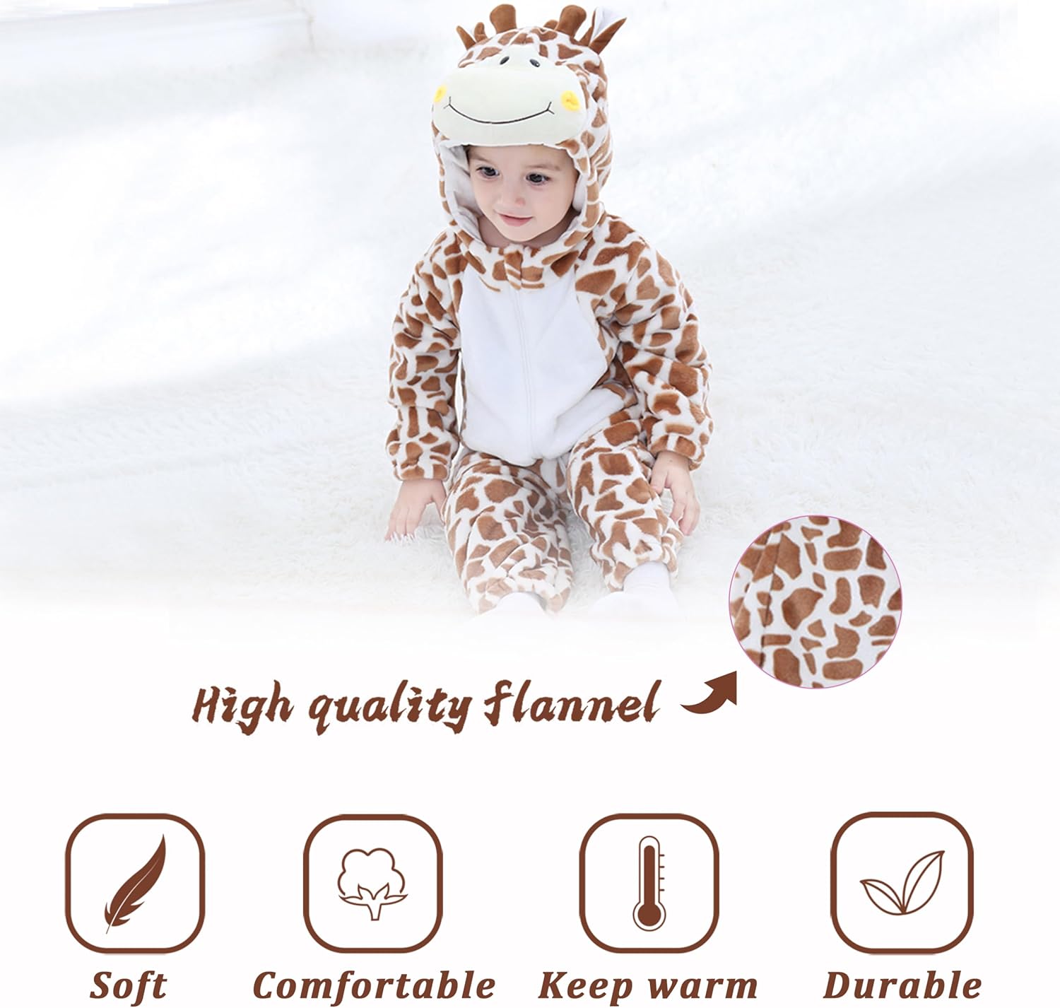 TONWHAR Baby Tiger Dinosaur Costume Hooded Romper for Kids
