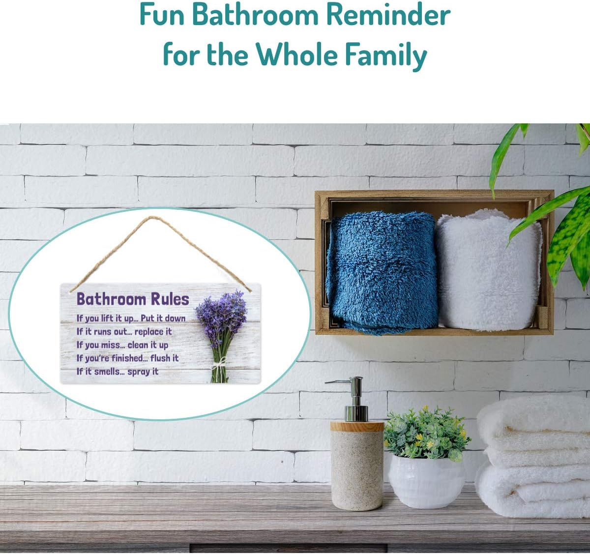 Fun-Plus Lavender Purple Bathroom Rule Sign Decor 1