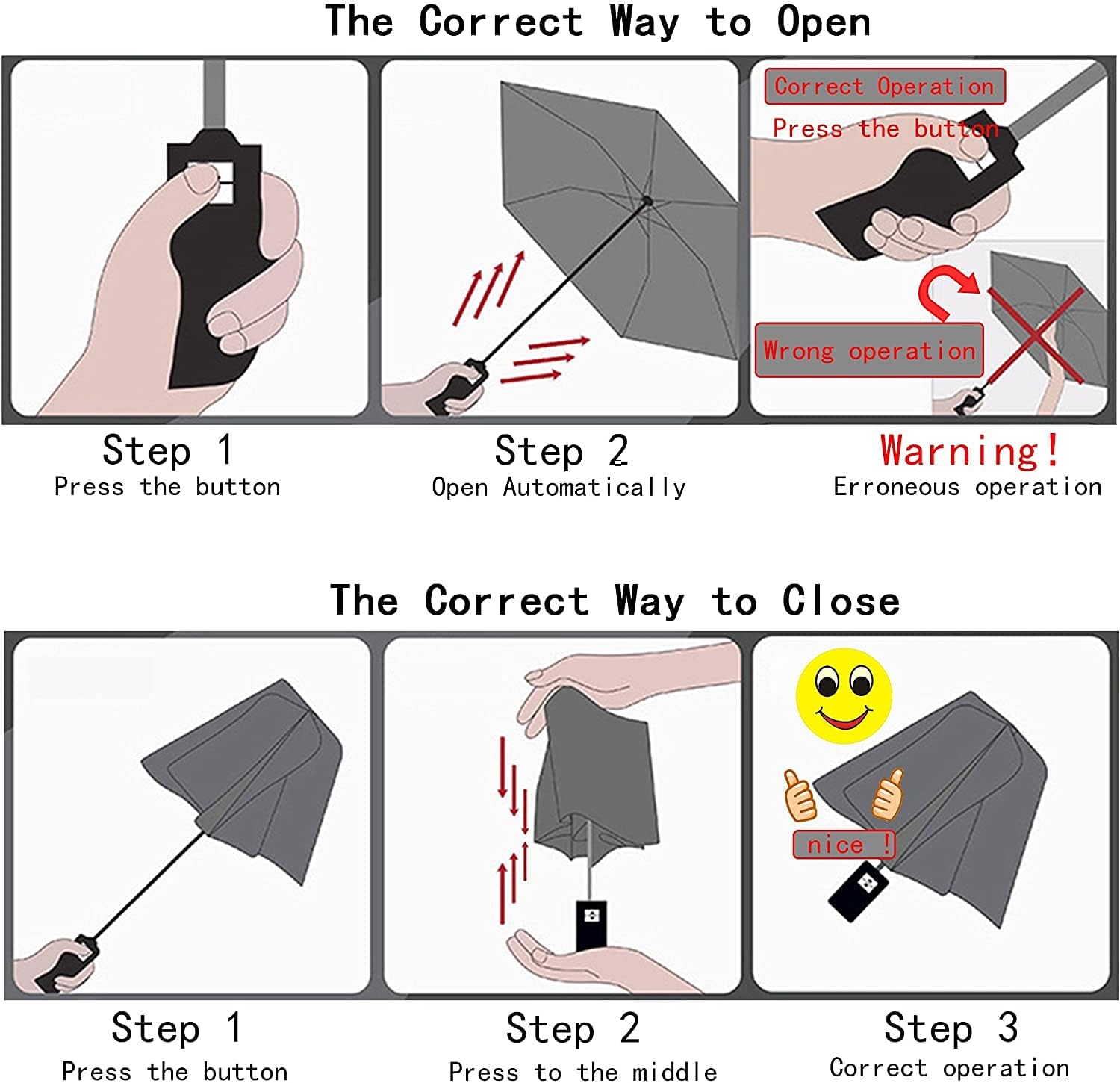 AIXICWXI Automatic Folding Transparent Umbrella - Windproof Travel Accessory with Frosted Handle