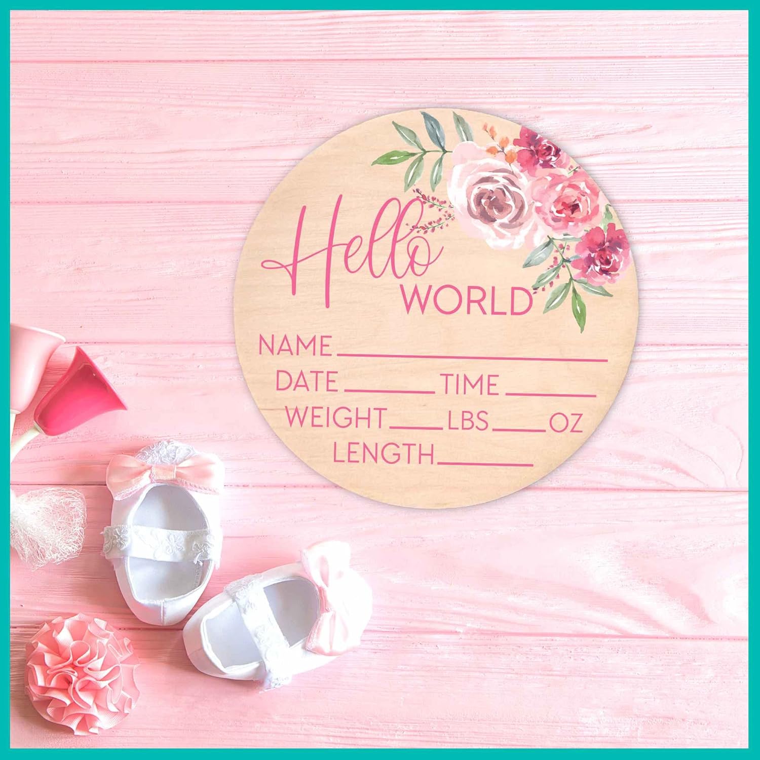 Yippee Baby World Sign - Newborn Birth Stats Decor