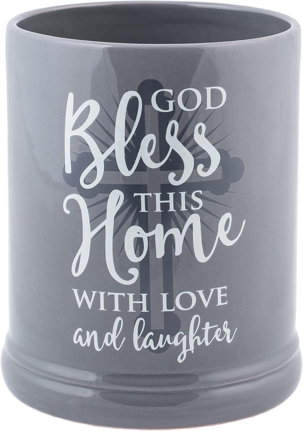 God Bless This Home with Love Grey Stoneware Candle Warmer