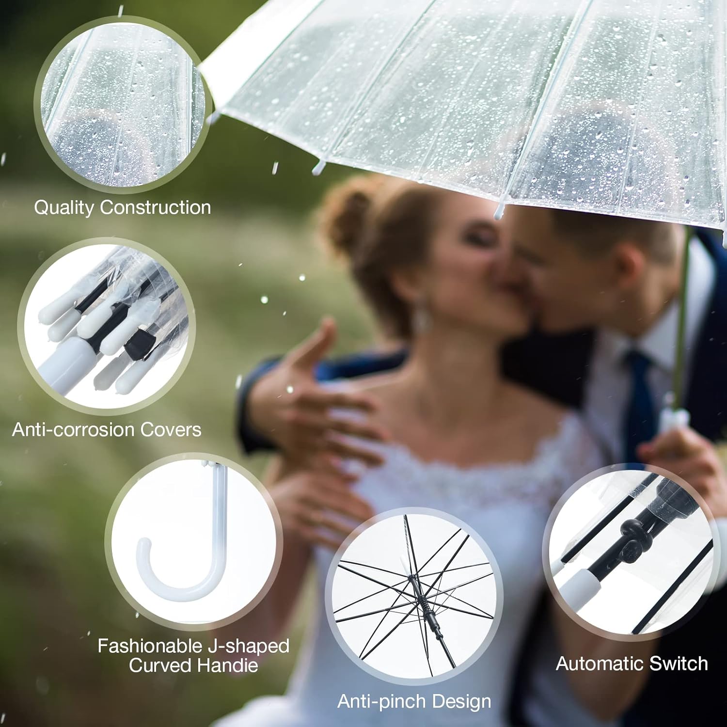 Saintrygo 20 Pack Clear Wedding Umbrellas with J Hook Handle 1