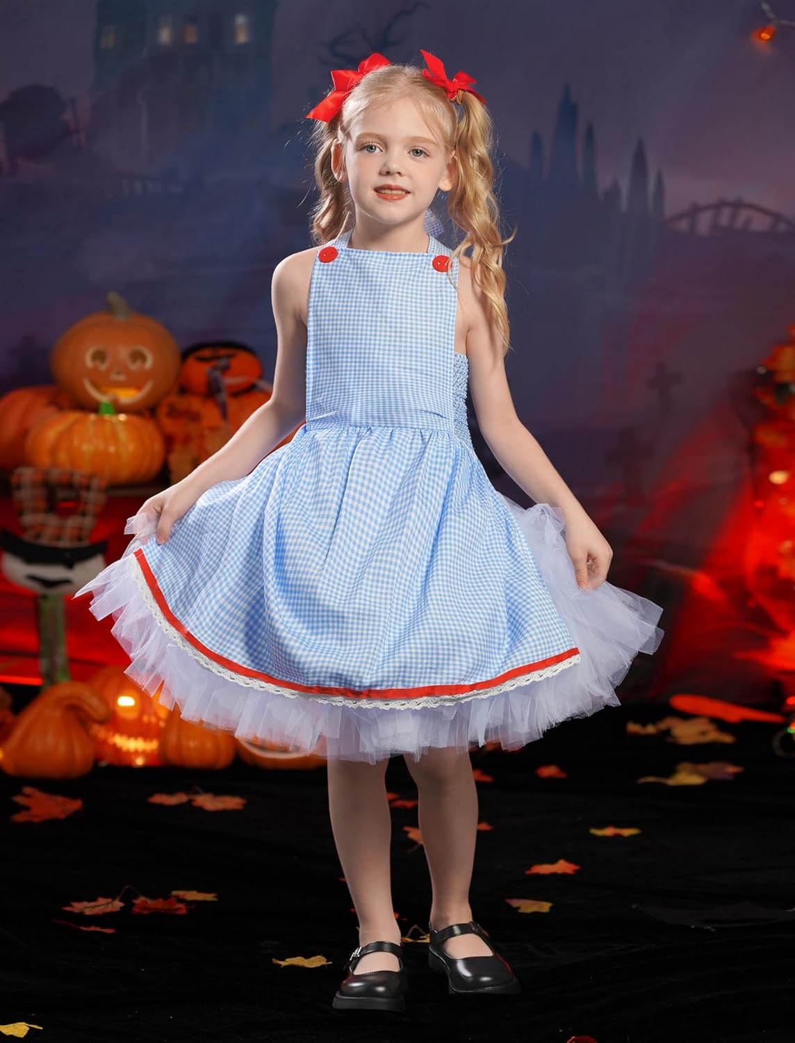 IMEKIS Toddler Halloween Princess Gingham Tutu Dress