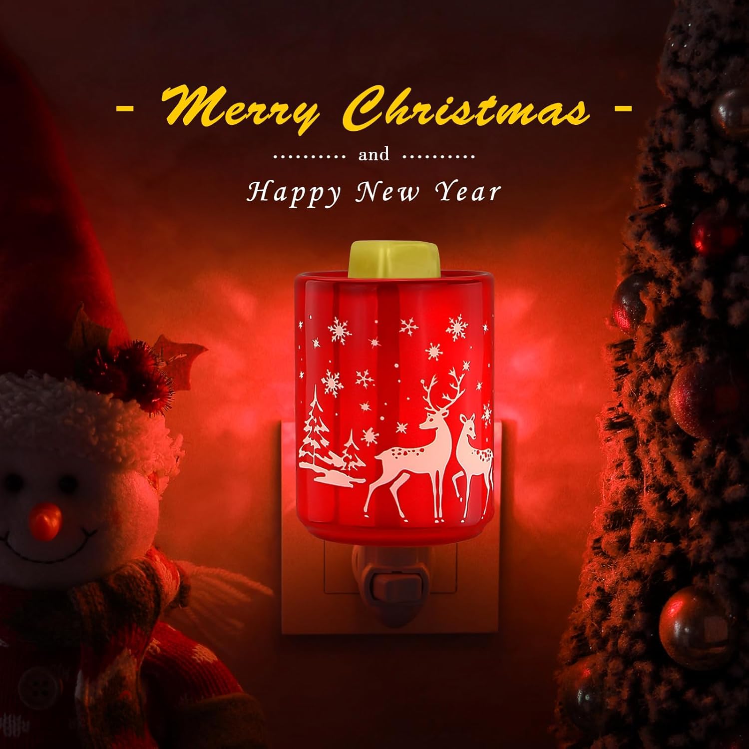 STAR MOON 2 in 1 Fragrance Wax Melter Night Light with Red Reindeer