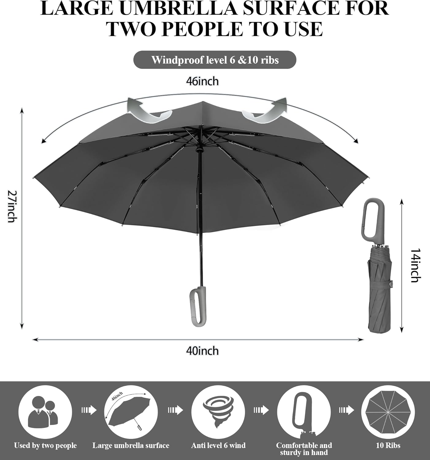 QWB TUMAAOTU Travel Umbrella with Carabiner Handle