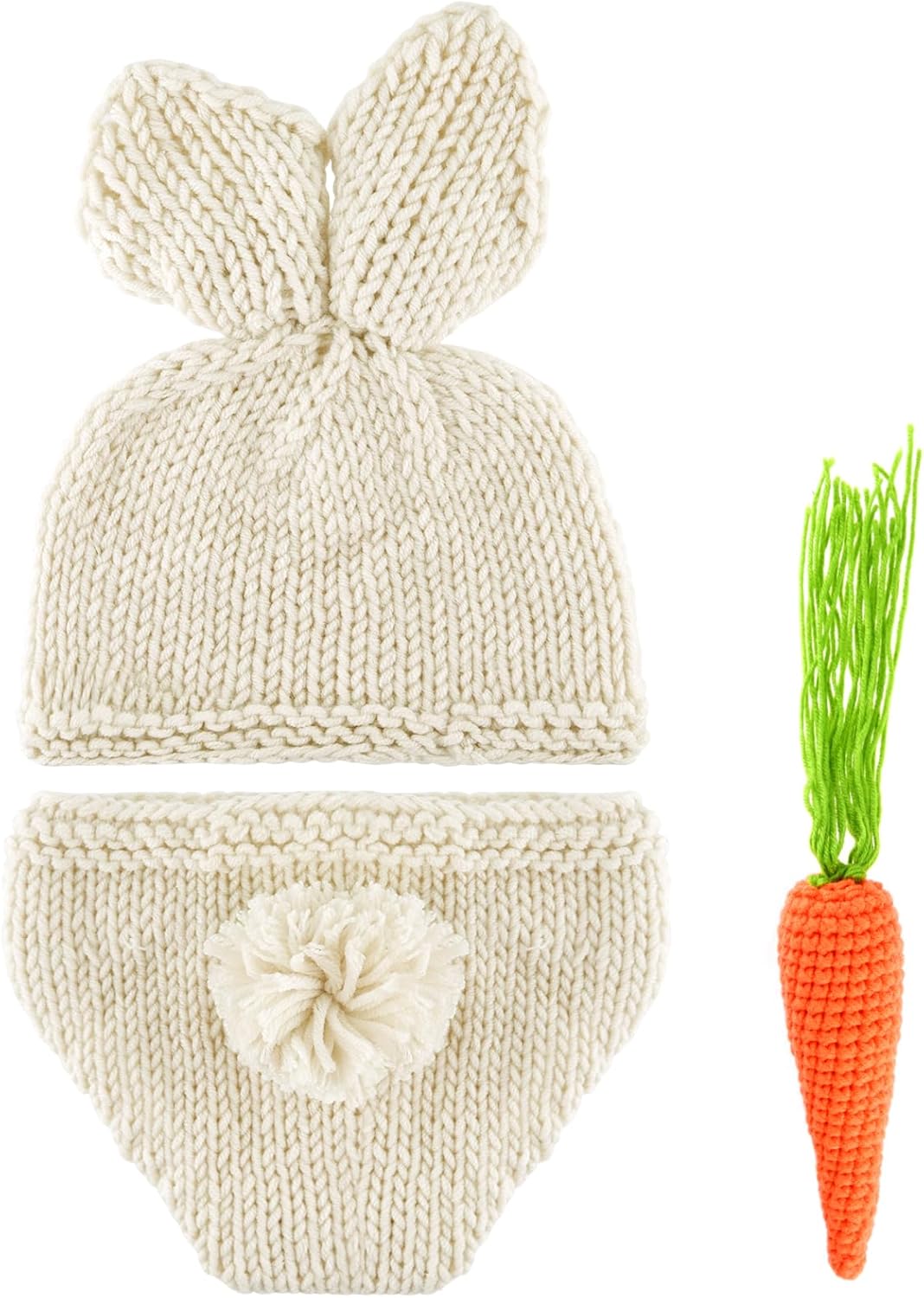 FEPITO Baby Bunny Costume Crochet Knit Newborn Photography Prop