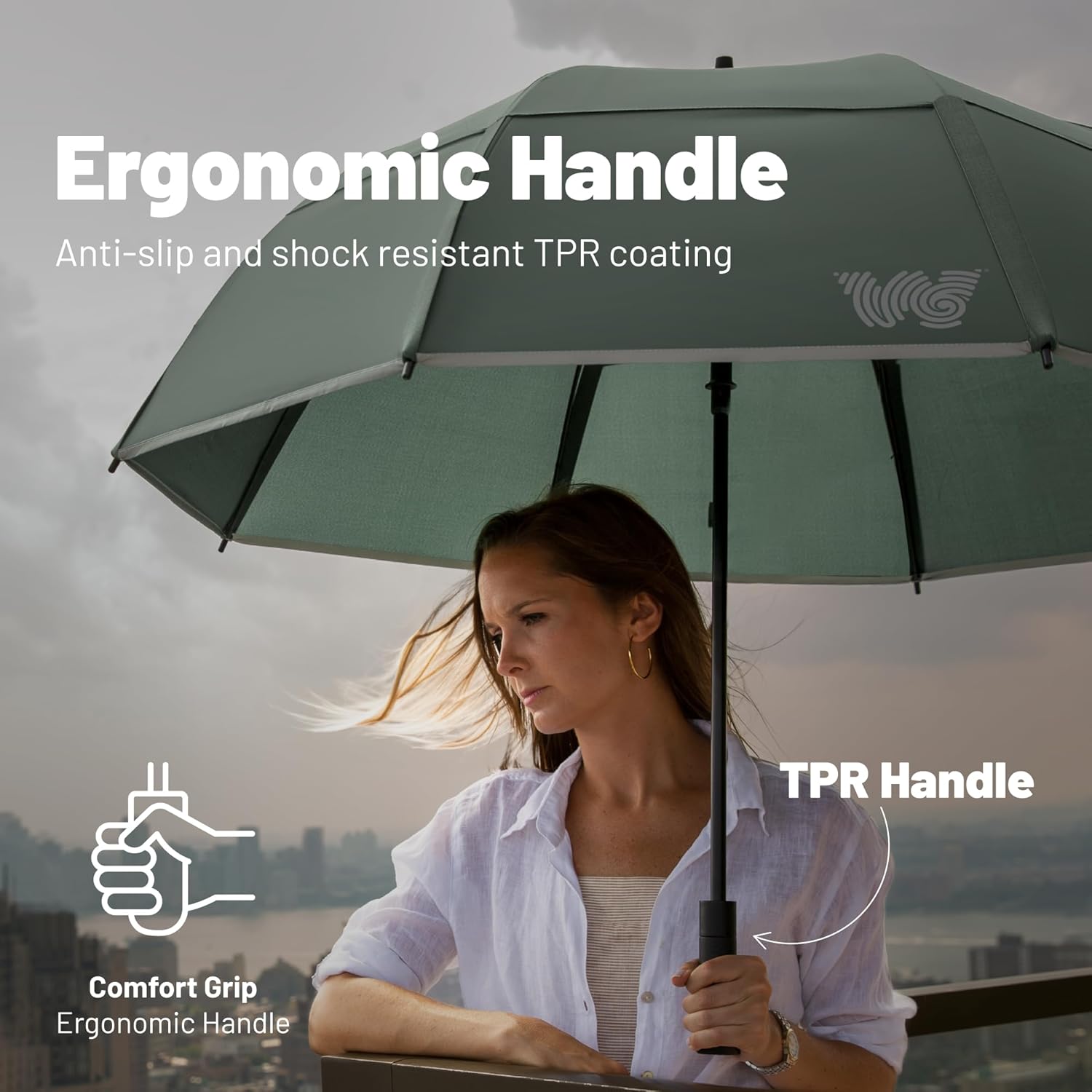 Weatherman Windproof Stick Umbrella 55 MPH Resists