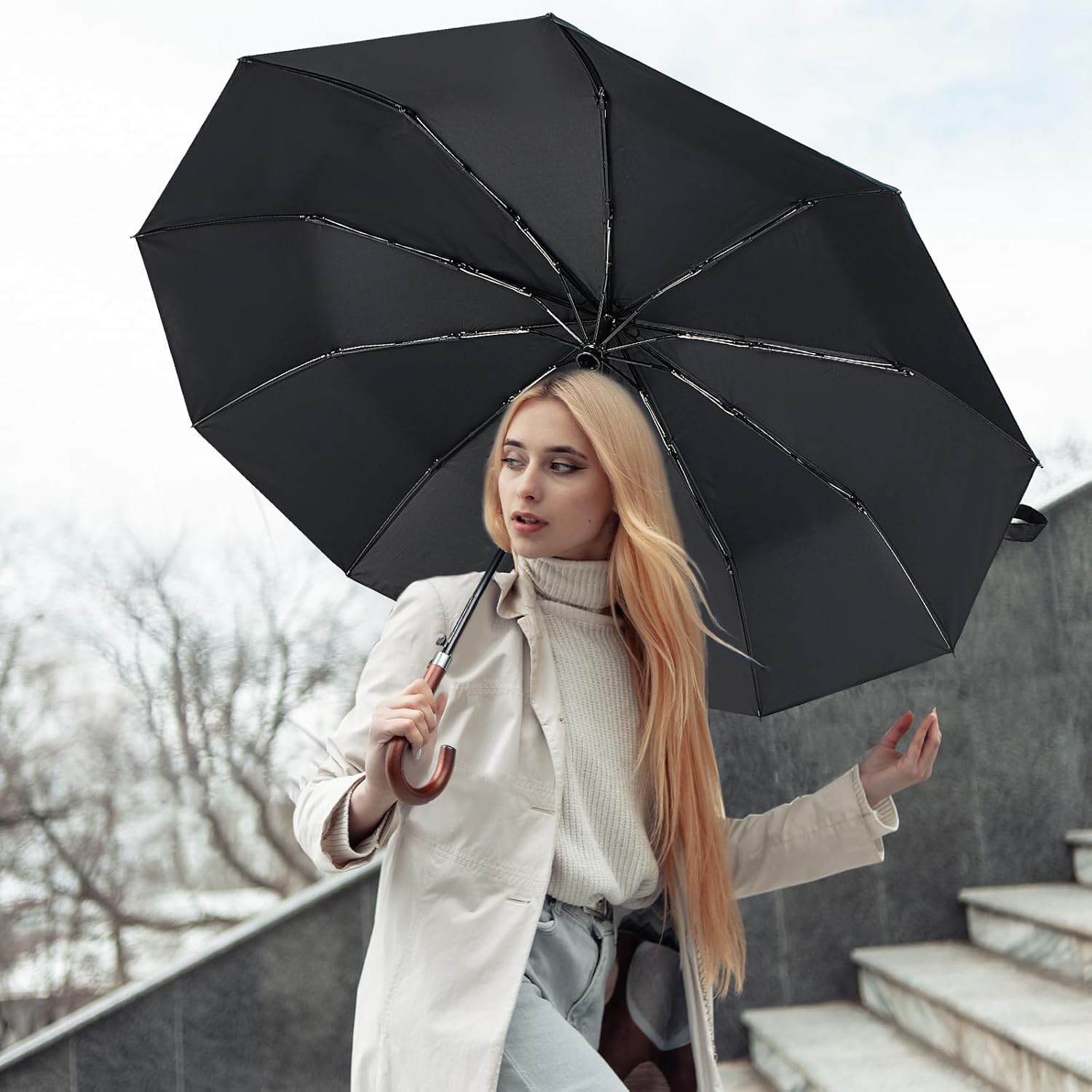 Silkfly 2 Pcs 48 Inch Auto Open Stick Umbrella