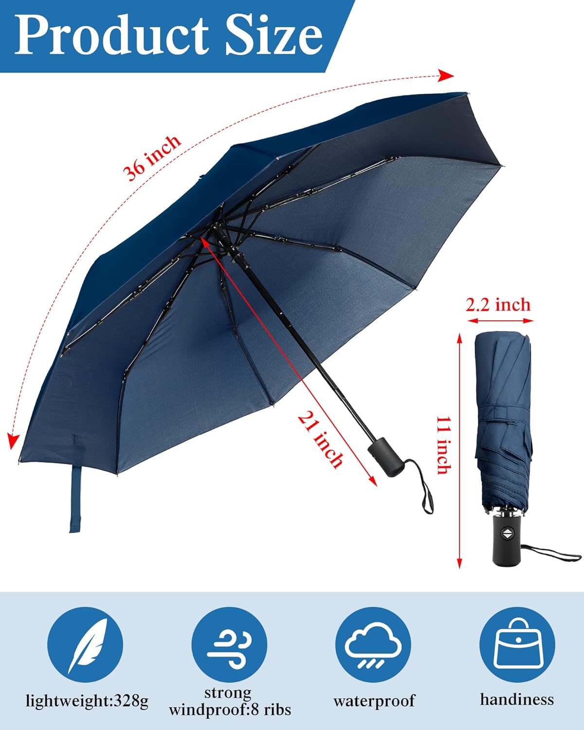 Yahenda 4 Pack Windproof Folding Travel Umbrellas