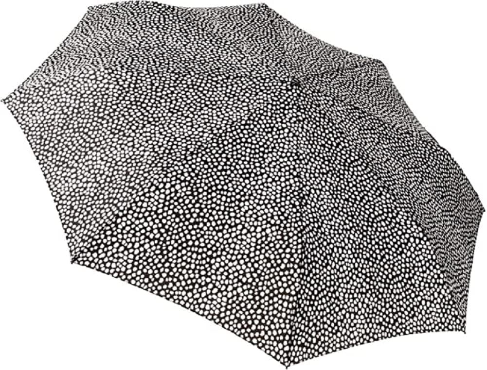 Totes Auto Open Close Umbrella with NeverWet Tech Black White Dots 43 Arc