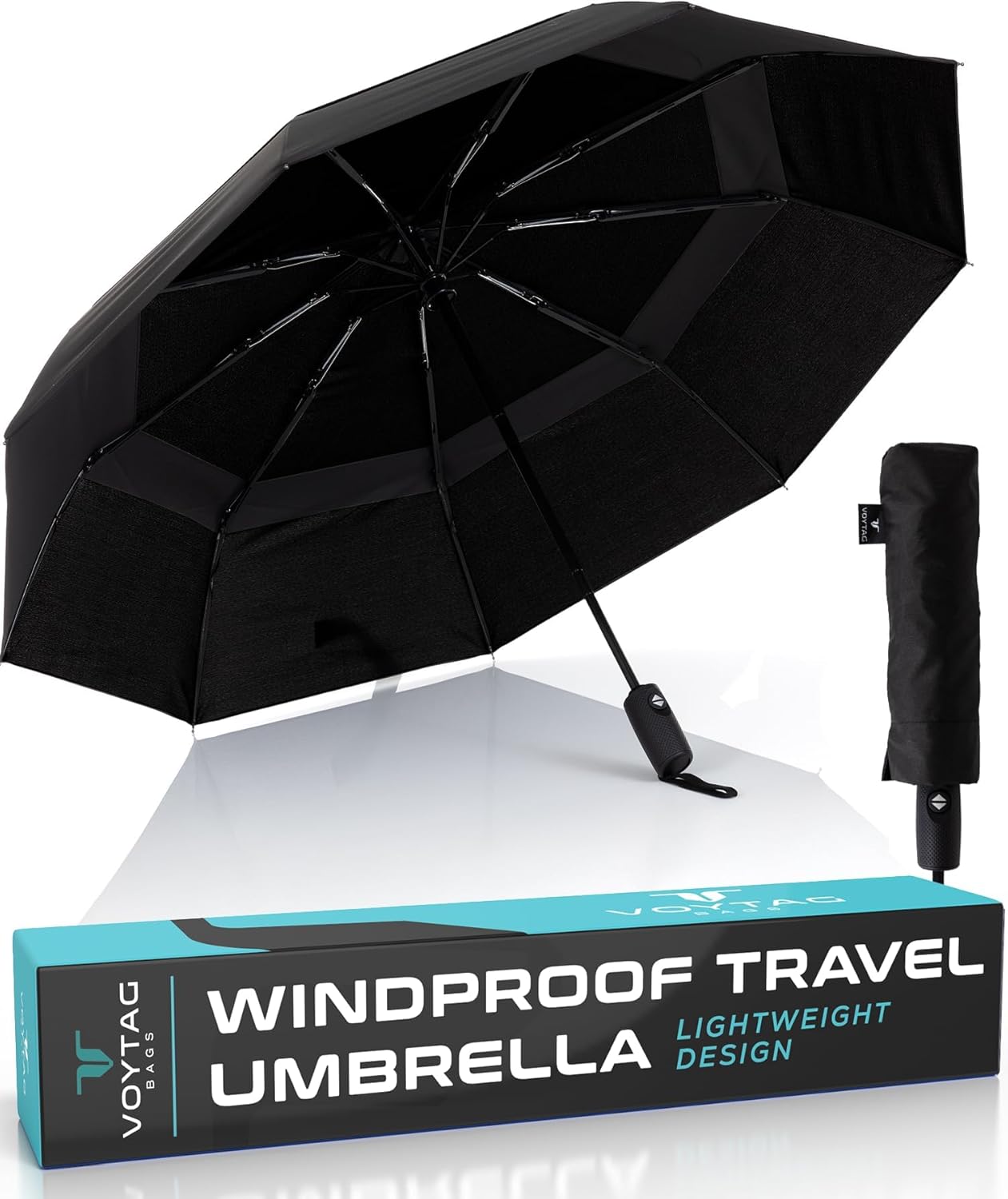 VOYTAG Travel Umbrella - Windproof Compact Automatic