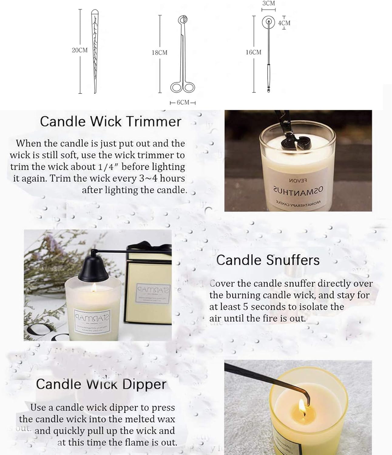 Lemonadeus 3 in 1 Candle Tool Set Rosegold