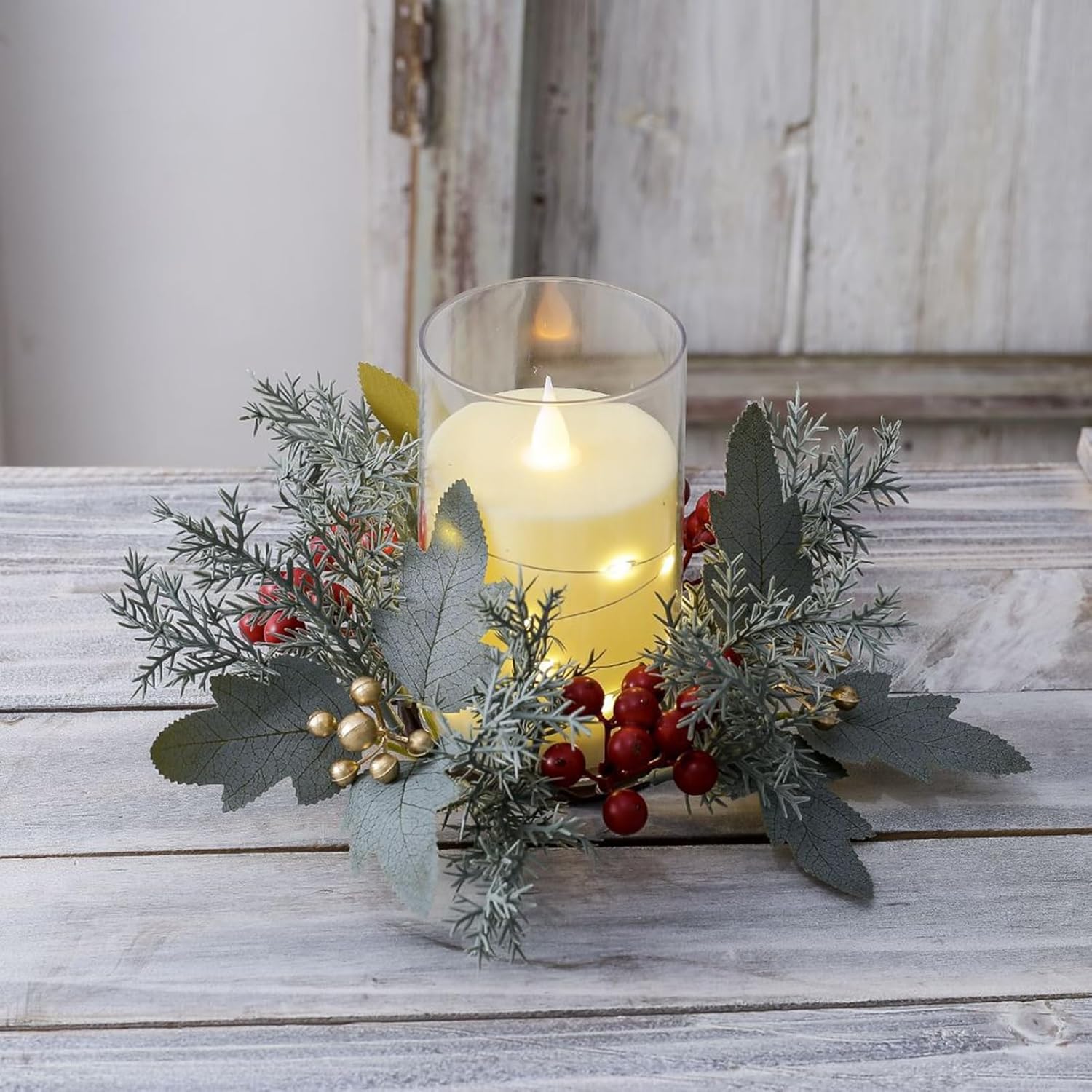 Grebest Candle Ring Decoration Maple Leaf Garland 1