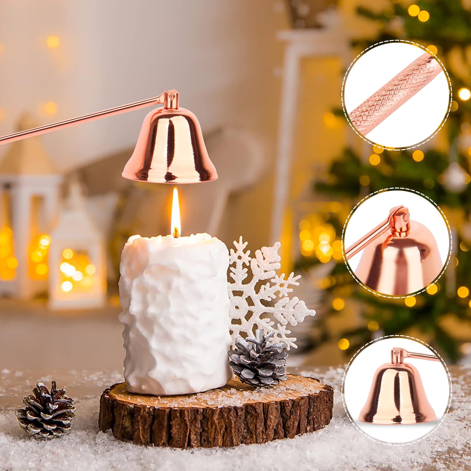 3PCS Rose Gold Candle Snuffer and Trimmer Set