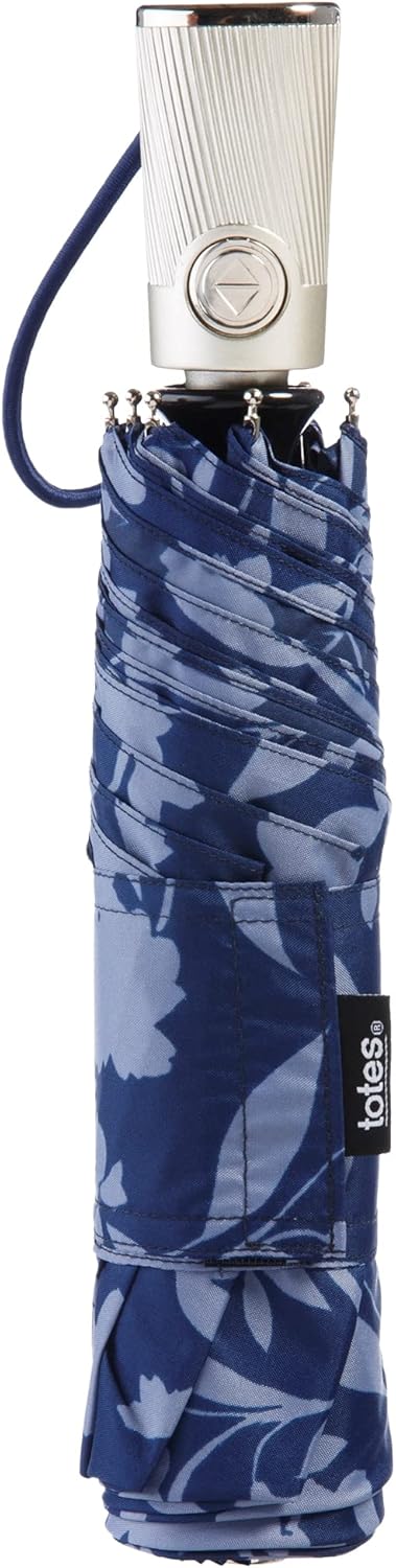 Totes Automatic Water-Resistant Folding Travel Umbrella with UV Protection