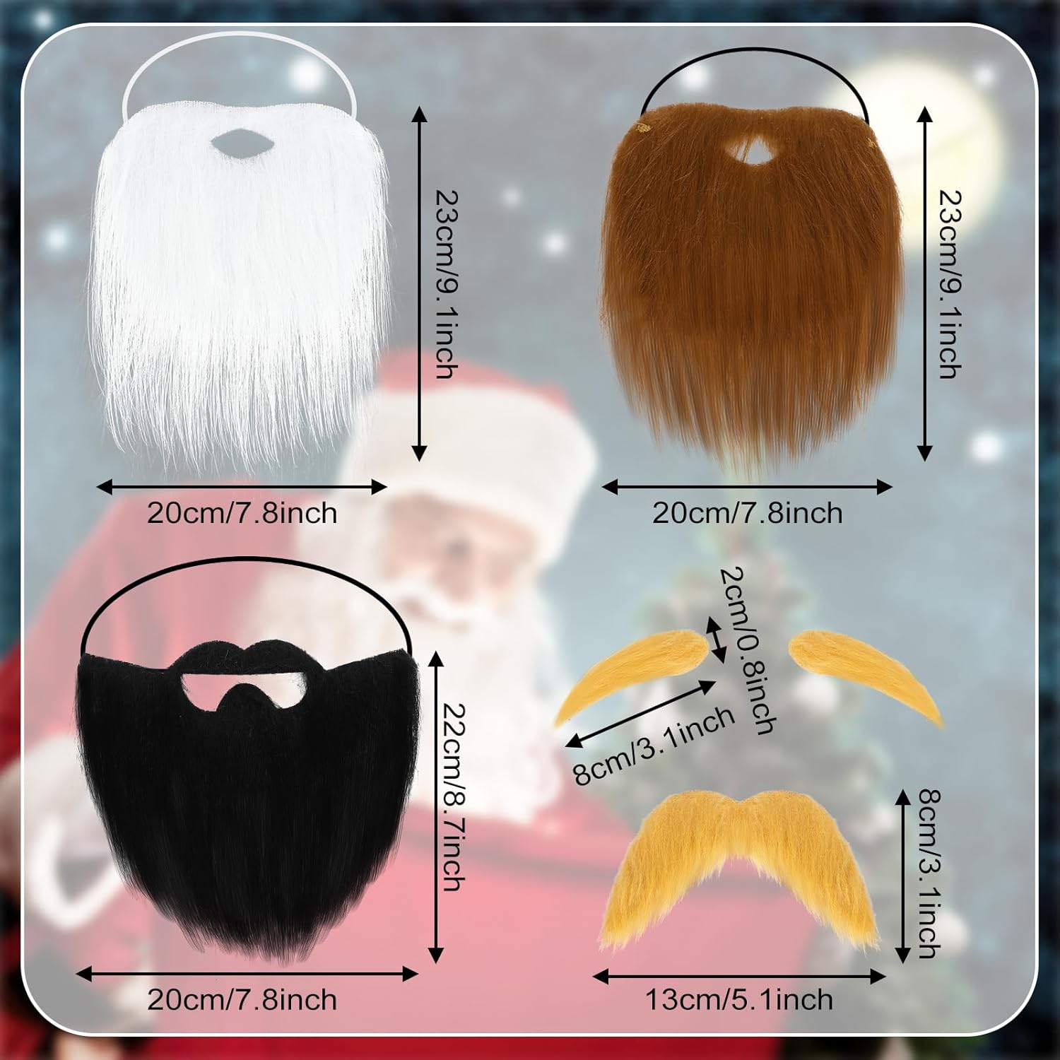 BOARDFEB Yellow Fake Beard Mustache Eyebrows Halloween Costume Accessory