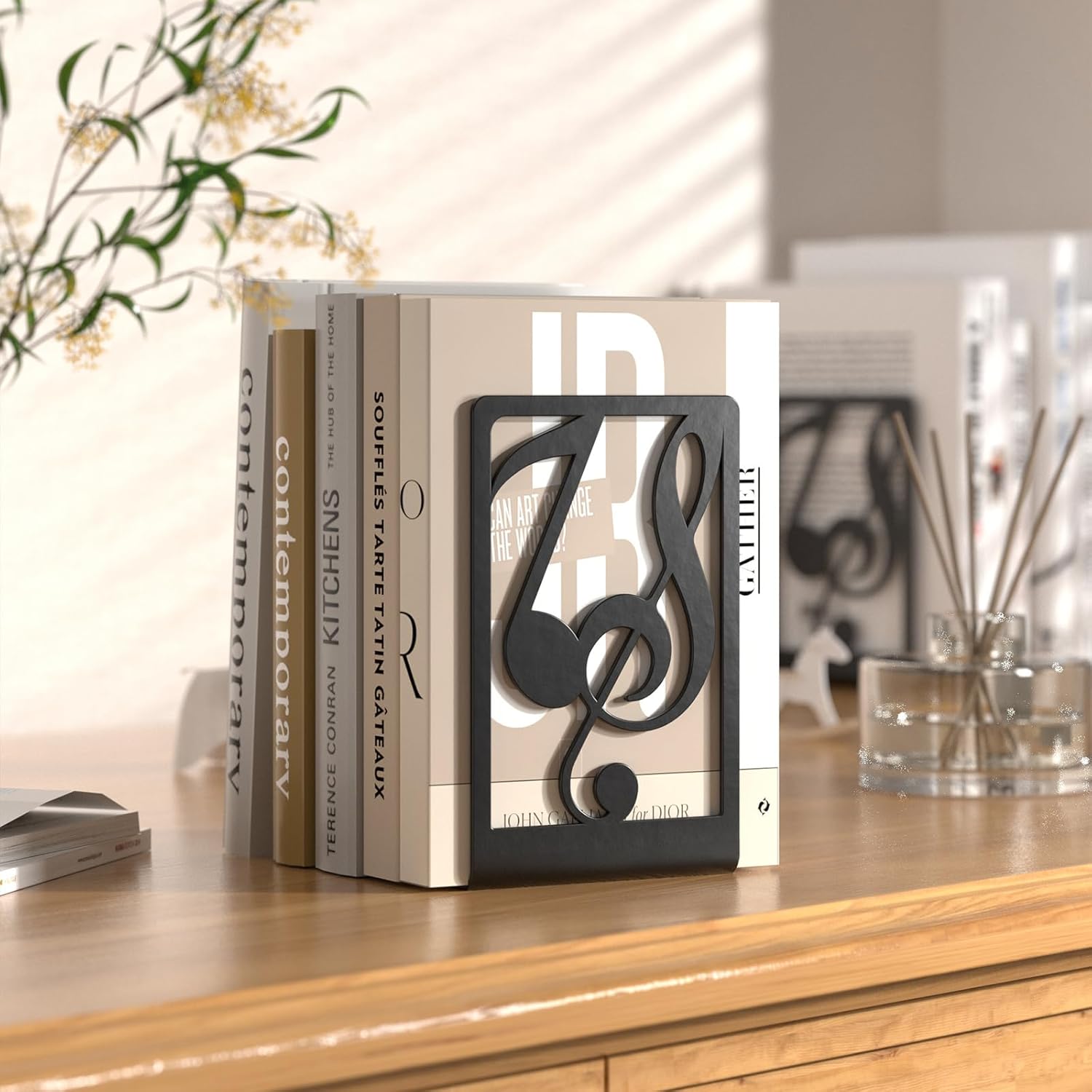 Metal Book Ends Black 3 Pair Heavy Duty