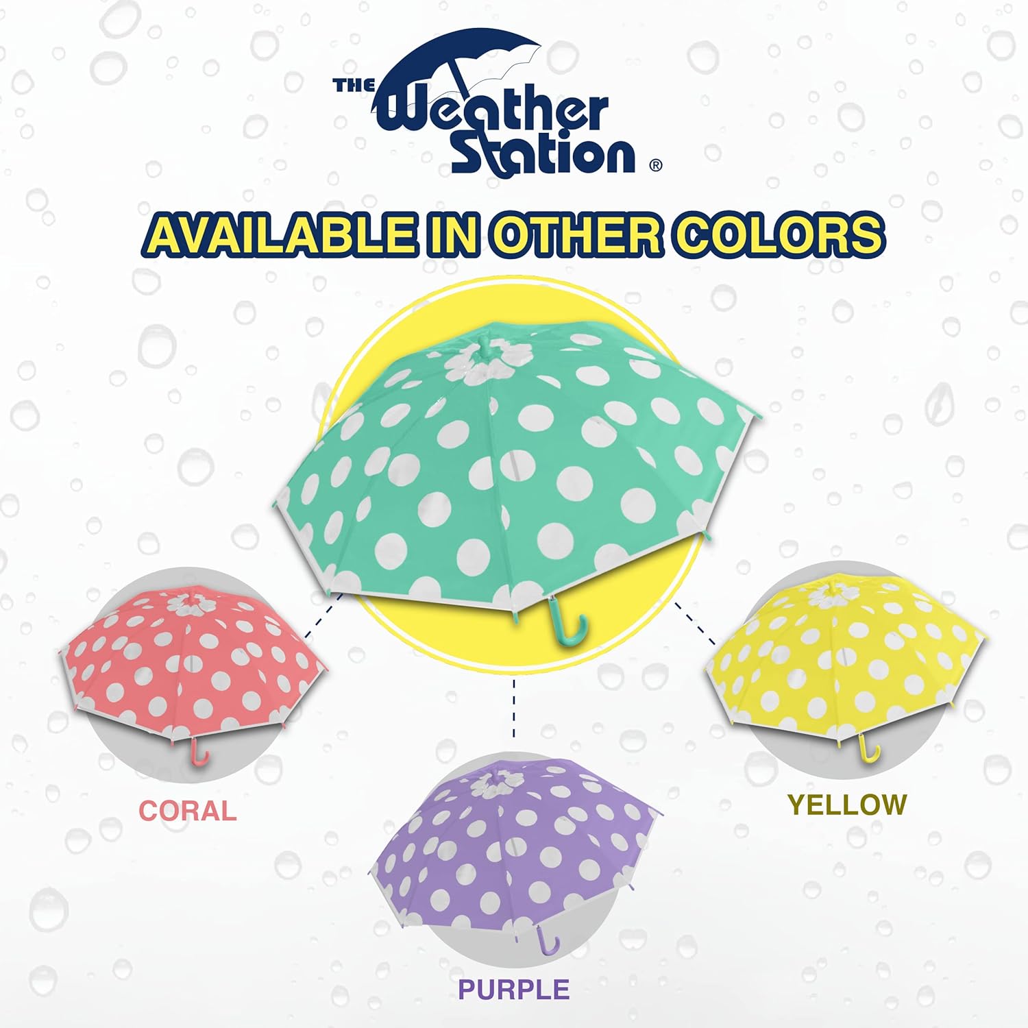 The Weather Station Kids Stick Umbrella with 32 Inch Arc Coverage