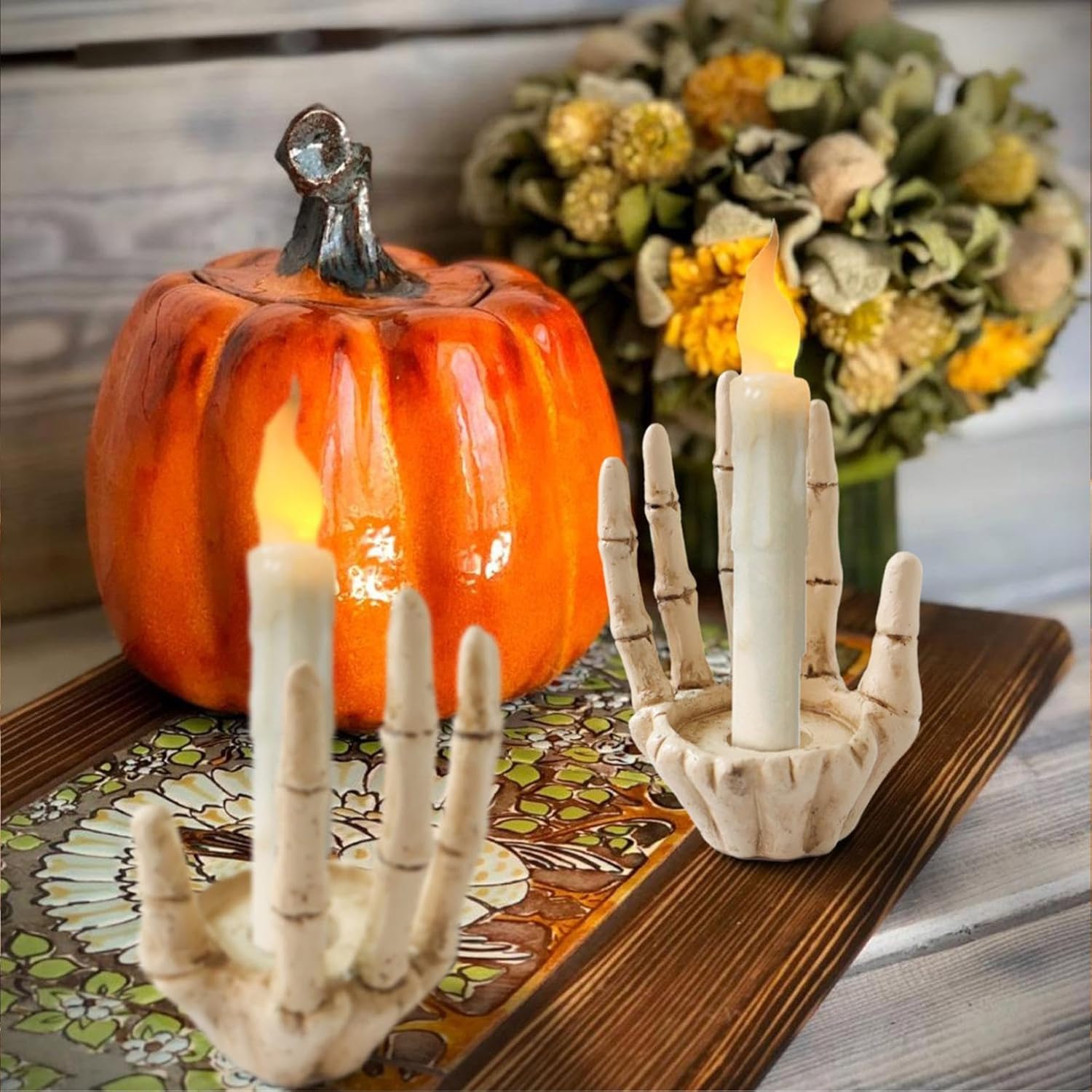 Halloween Skeleton Hand Candle Holder Resin Decor