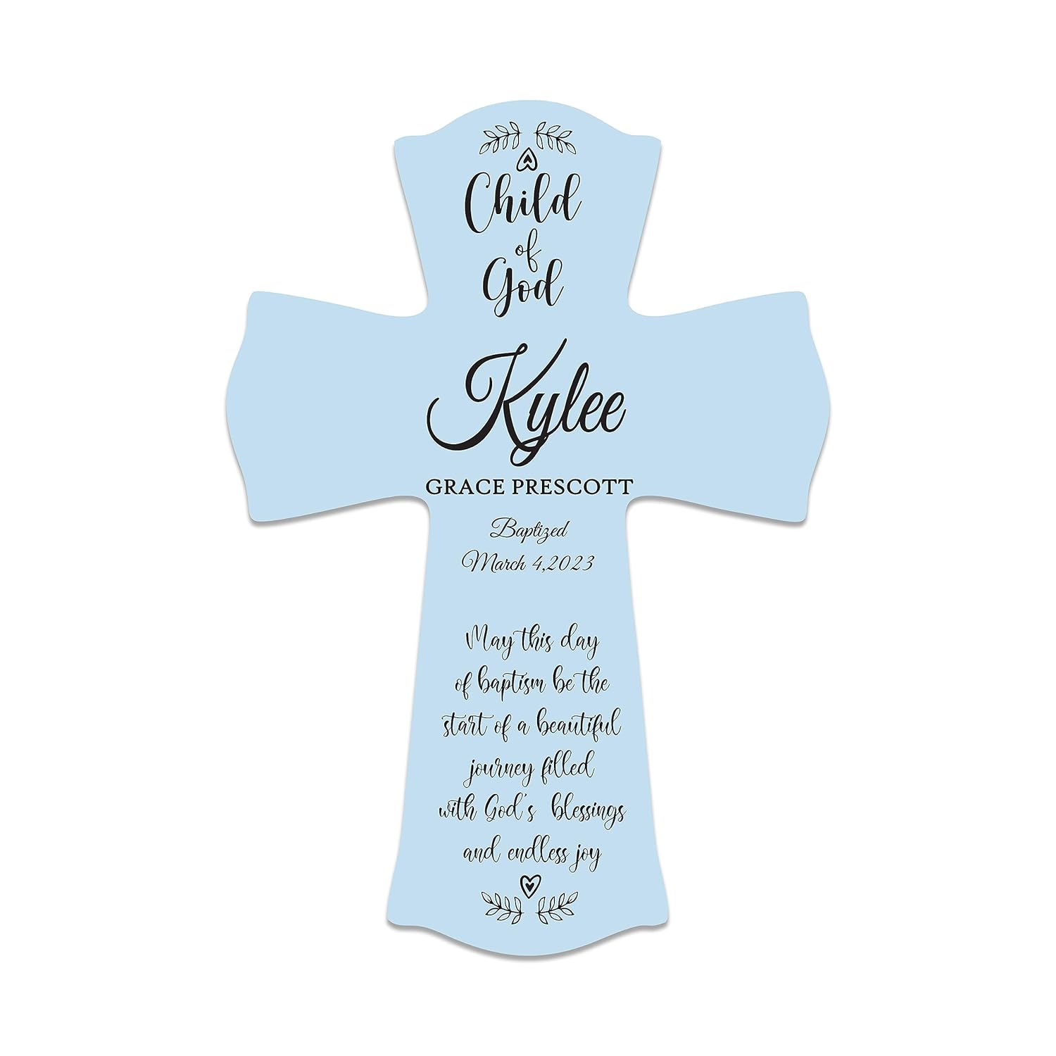 Personalized Cross Baptism 1st Holy Communion Wall Display Large 85x11 Baby Blue