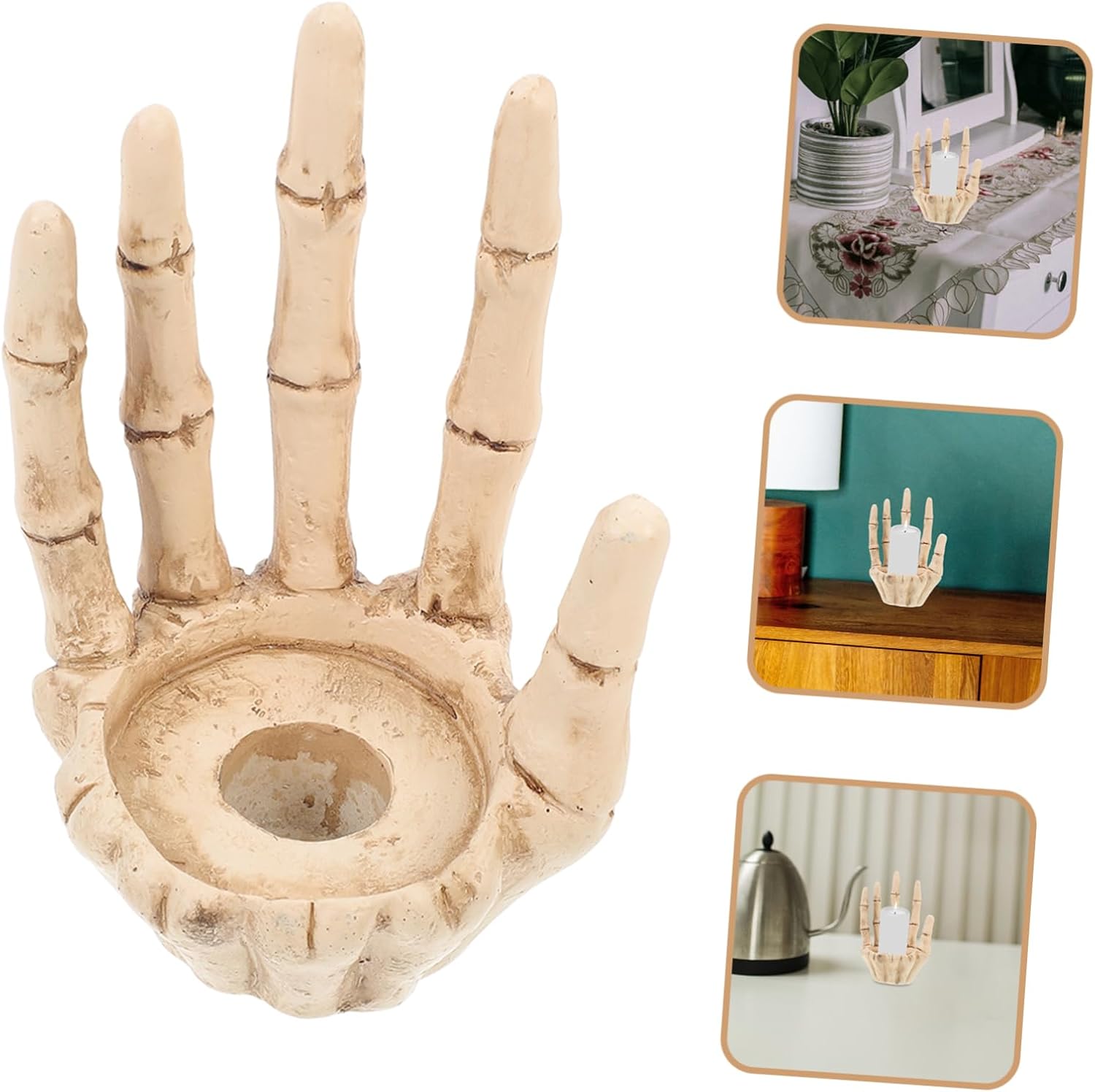 VOSAREA Gothic Skeleton Hand Candle Holder