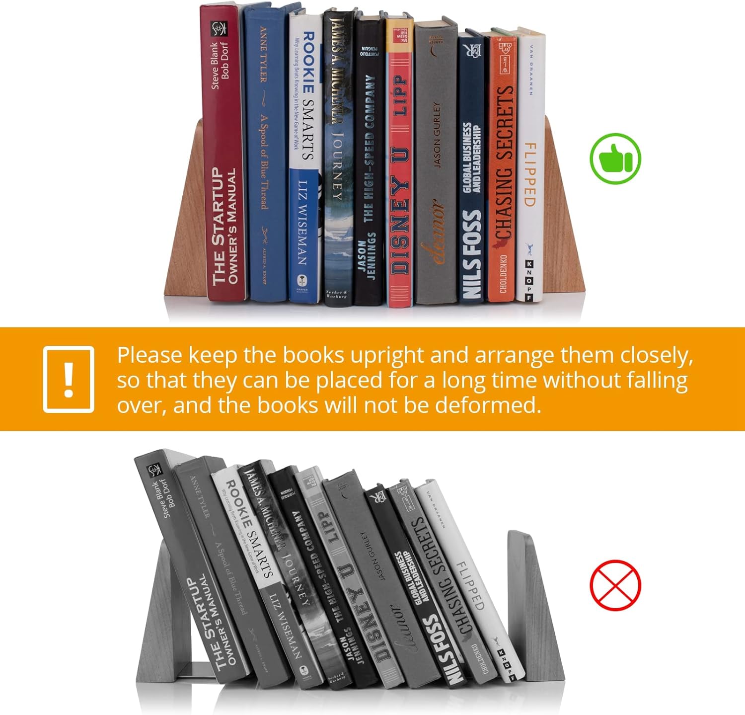 DRELIFAM Heavy Duty Wooden Bookends for Shelves
