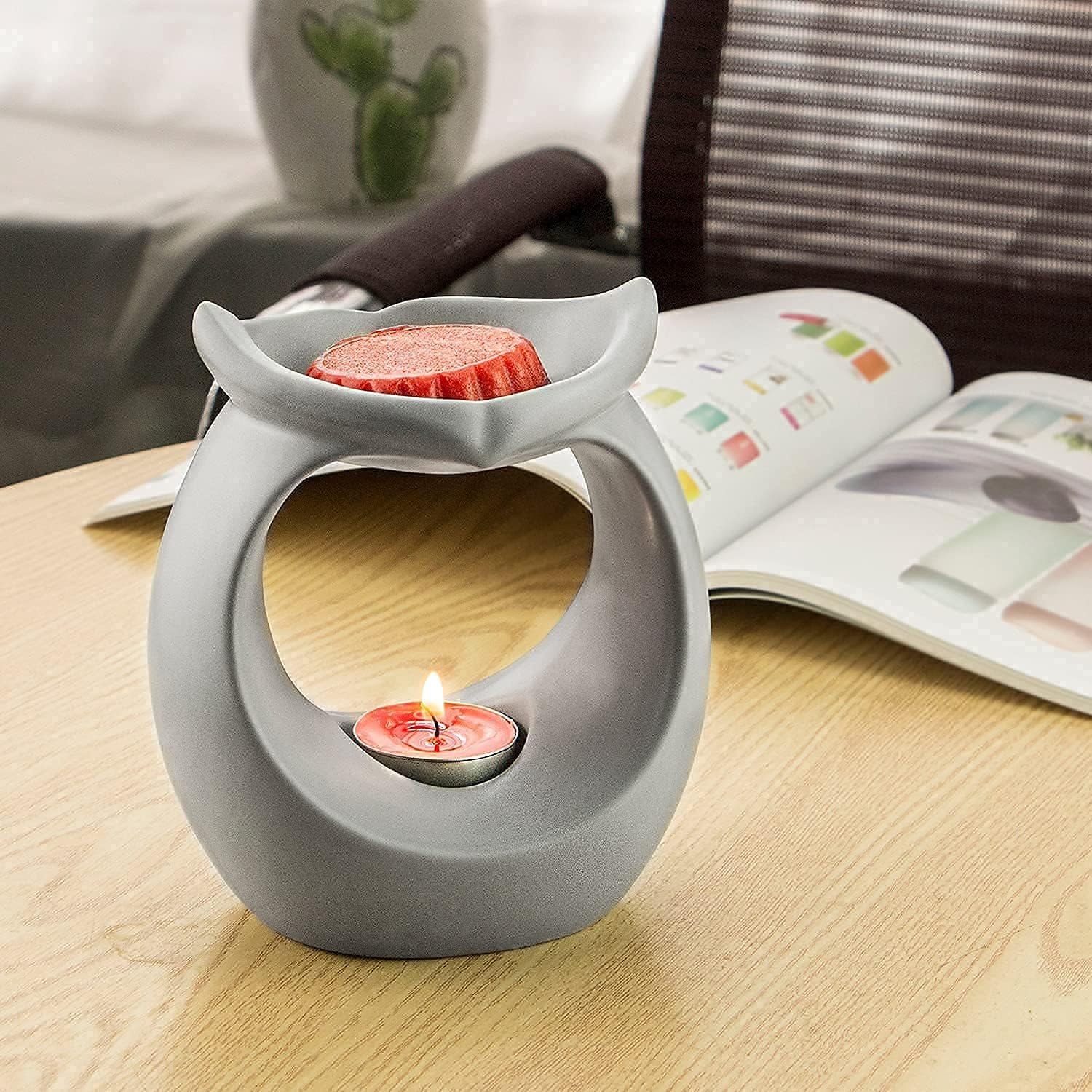 STAR MOON Owl Tealight Wax Warmer with Aromatherapy