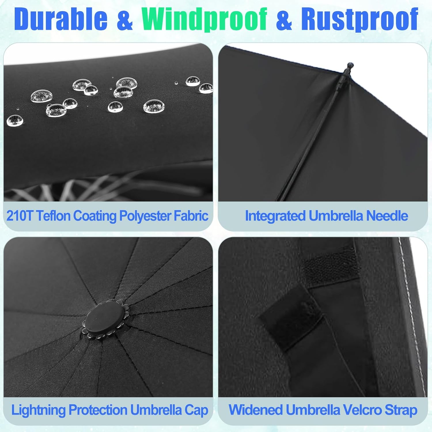 GAOYAING 46 Inch Automatic Folding Umbrella with Sleeve Black