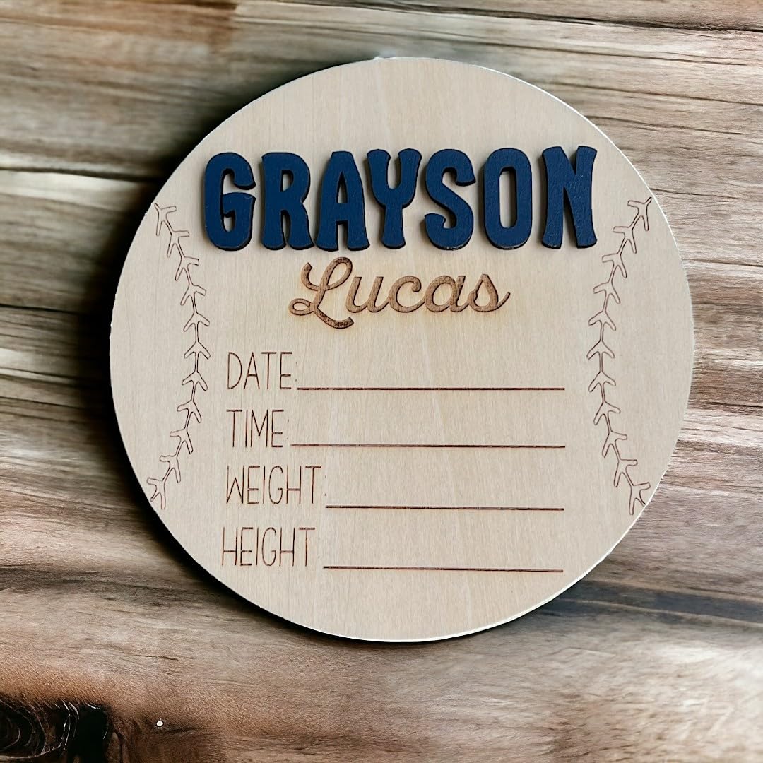 Personalized Boys Baseball 3D Newborn Name Sign